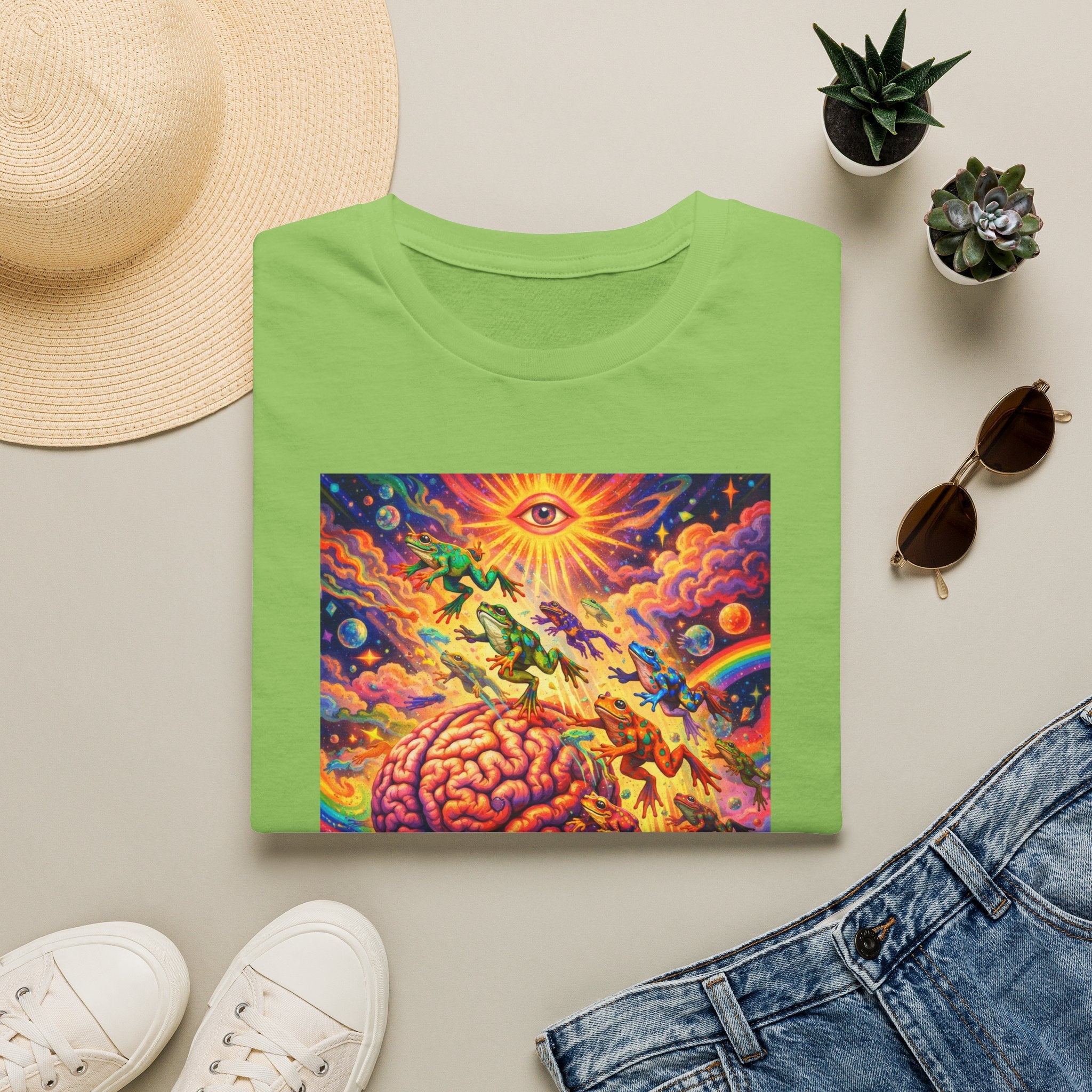 Psychedelic Brain Frog T-Shirt — Trippy Rainbow Mindscape Art