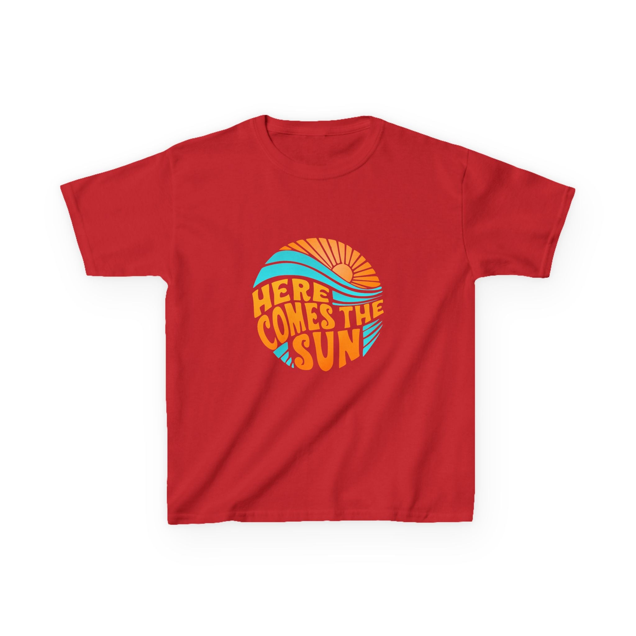 Kids T-Shirt — “Here Comes the Sun” Retro Sunshine Graphic Tee