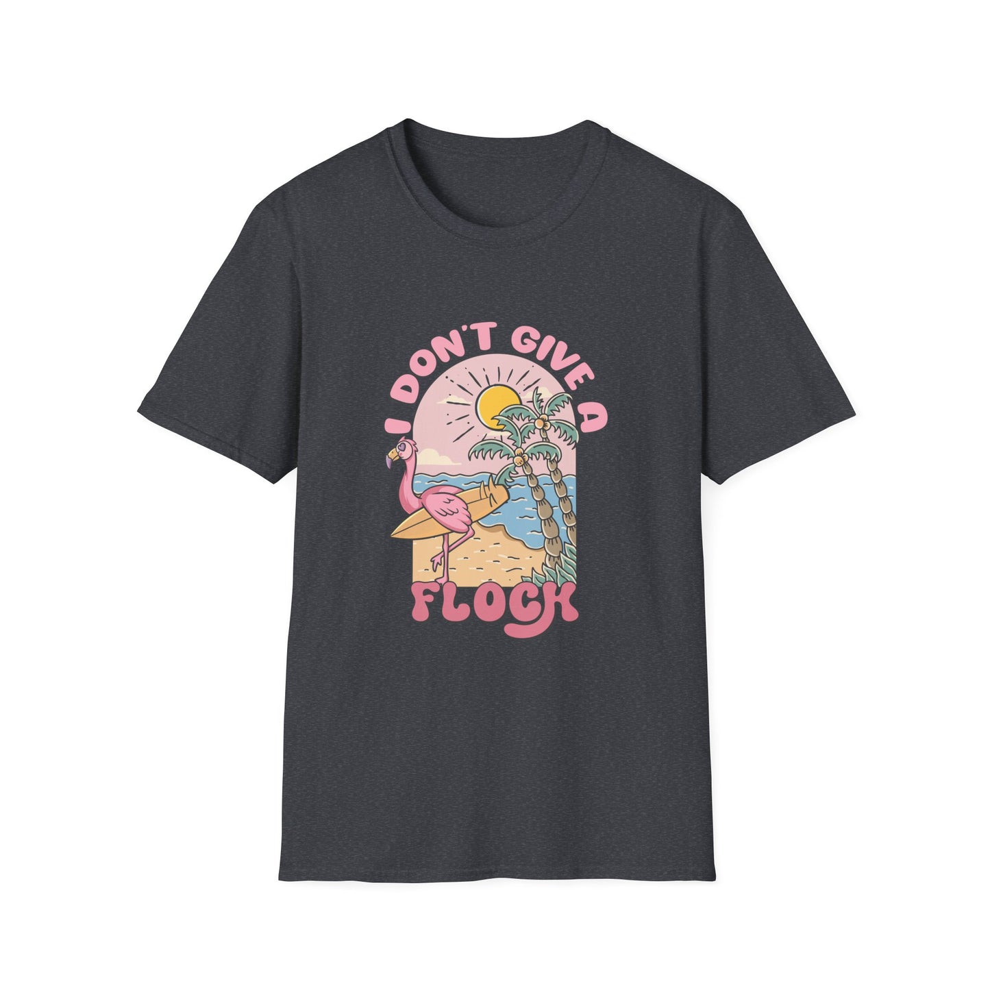 I Don't Give A Flock T-Shirt — Retro Flamingo Sunset Graphic Tee
