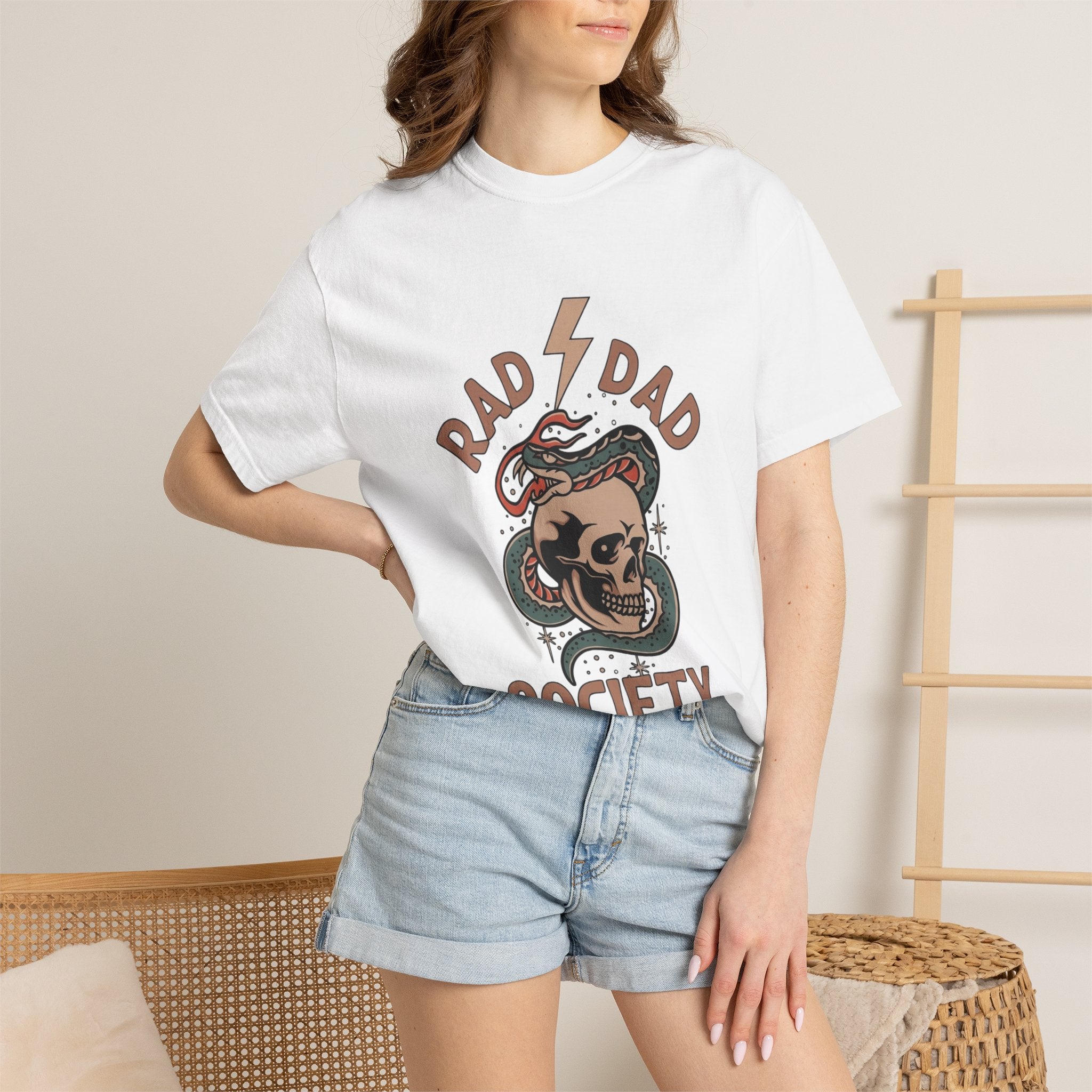 Rad Dad Society T-Shirt — Retro Skull & Snake Graphic Tee for Fathers