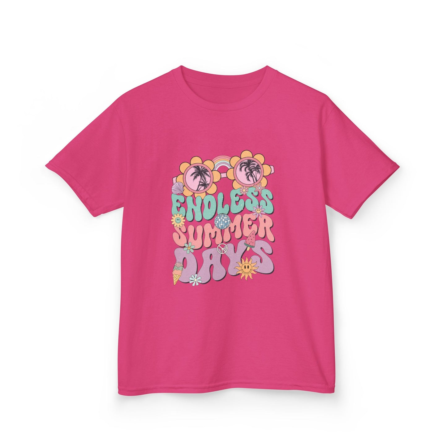 Kids Summer Tee — "Endless Summer Days" Retro Floral Sunglasses Shirt