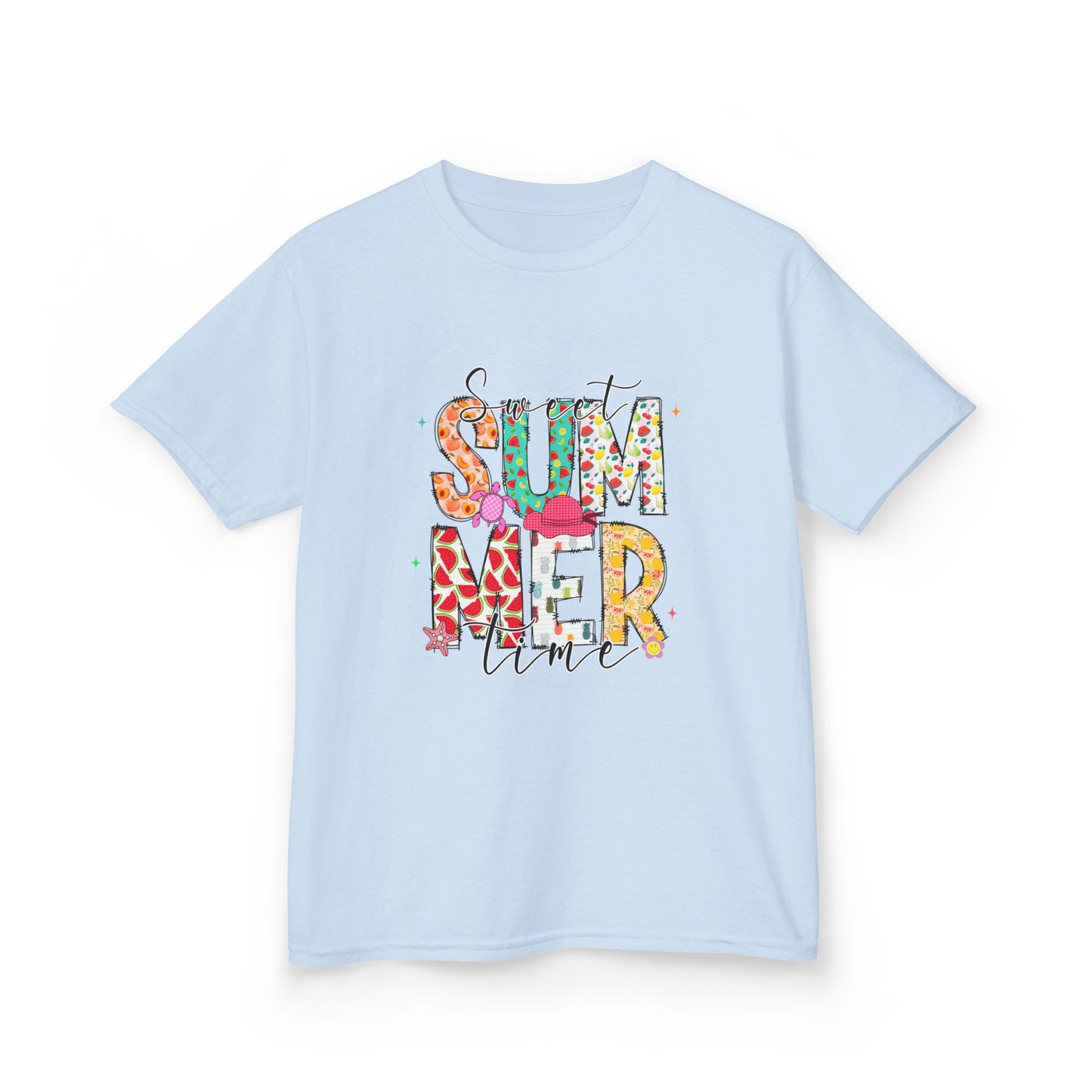 Kids Summer Vibes Tee – Colorful Floral "Summer Time" Graphic