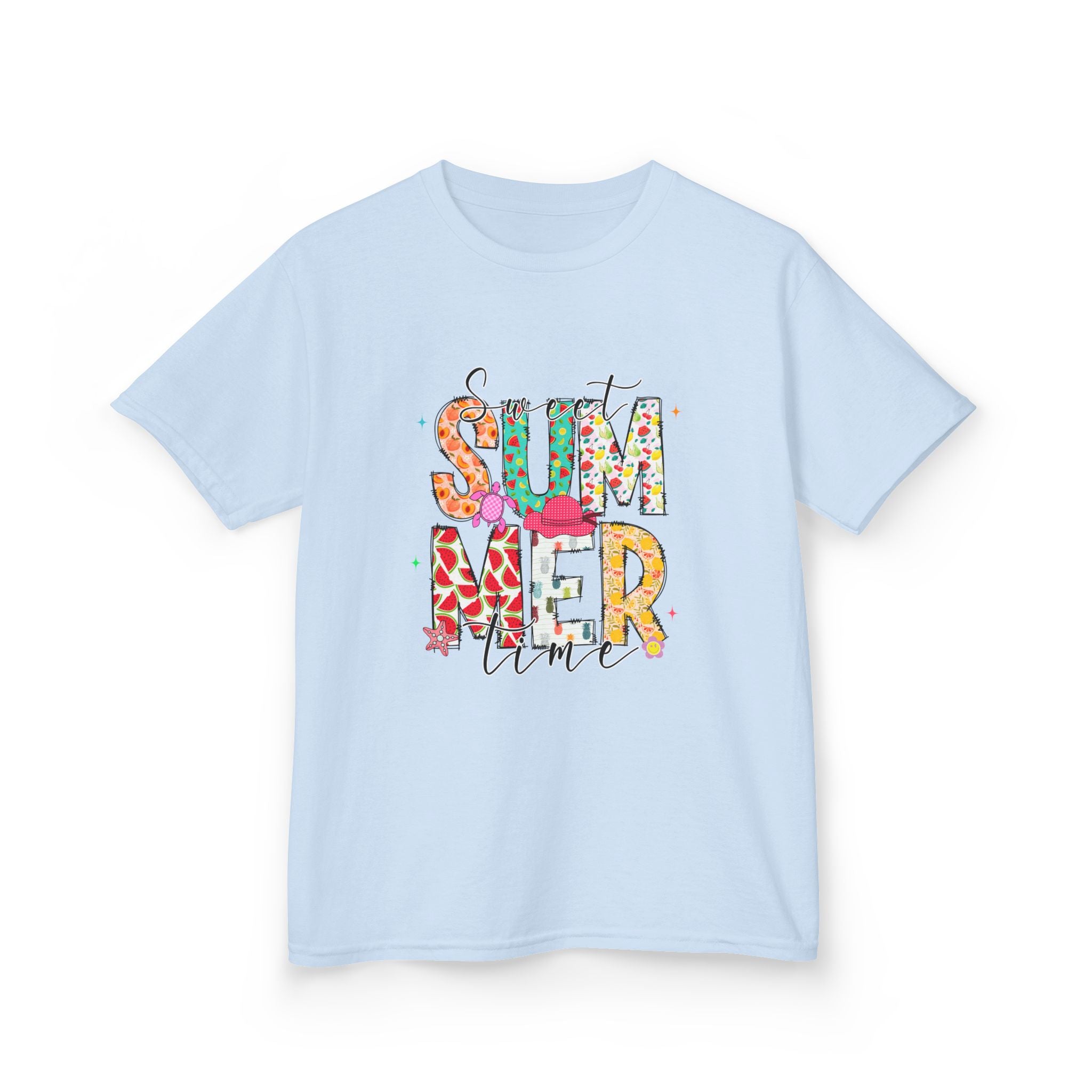 Kids Summer Vibes Tee – Colorful Floral "Summer Time" Graphic