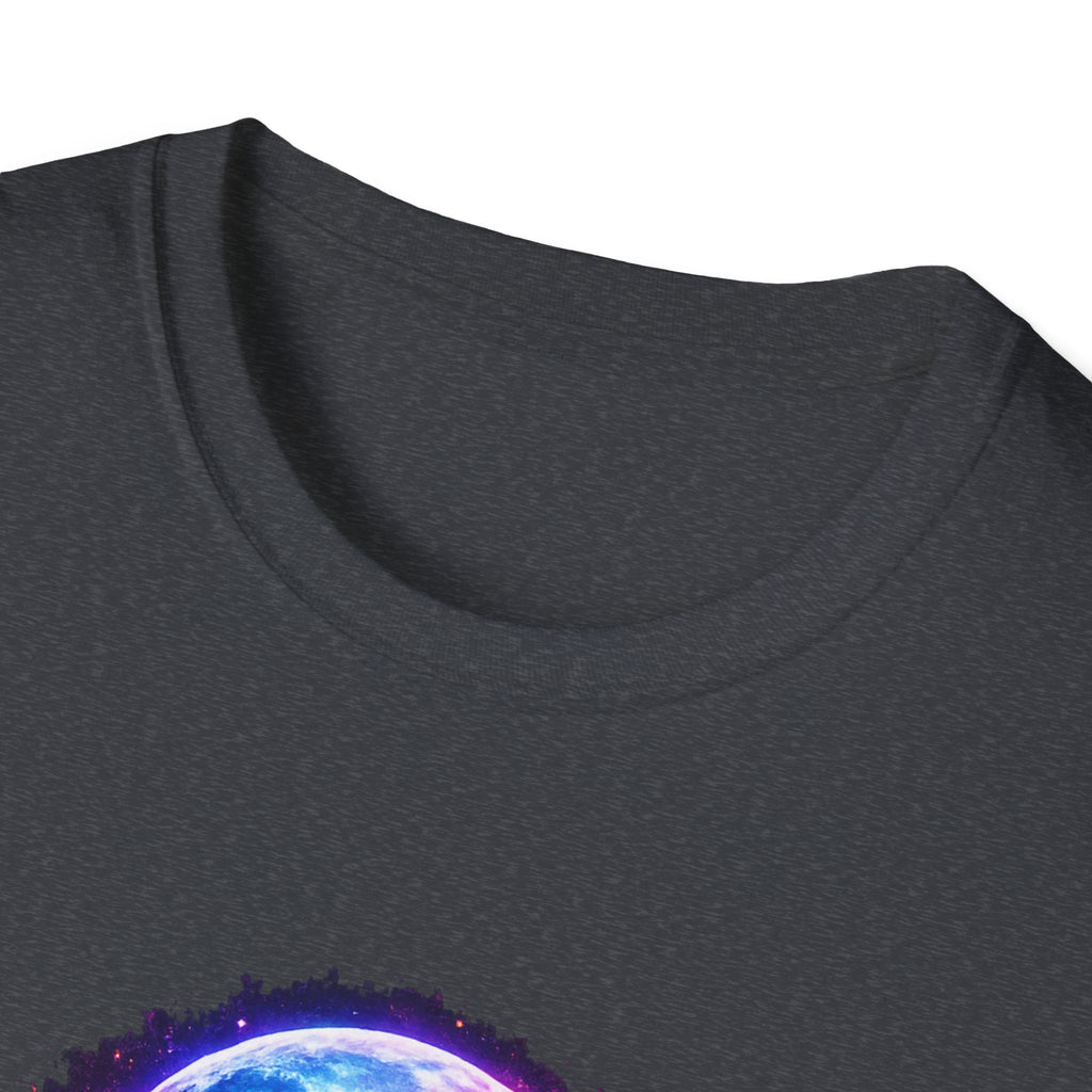 Cosmic Howl T‑Shirt — Neon Galaxy Wolf Graphic Tee