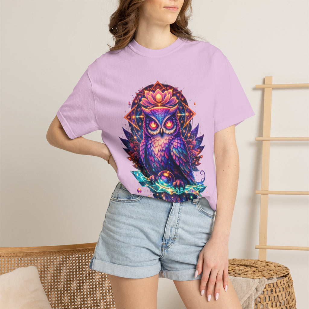 Mystic Owl Graphic T-Shirt — Colorful Boho Owl Art Tee