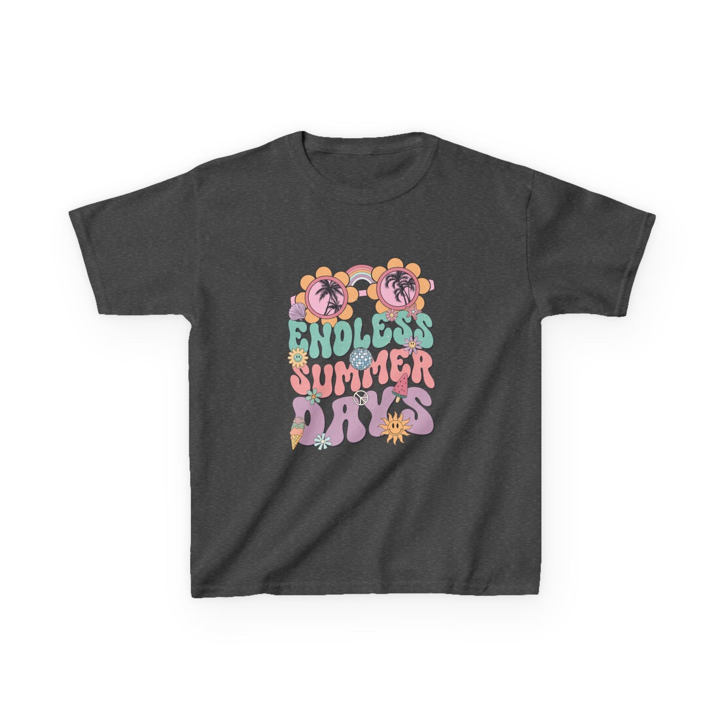 Kids Summer Tee — "Endless Summer Days" Retro Floral Sunglasses Shirt