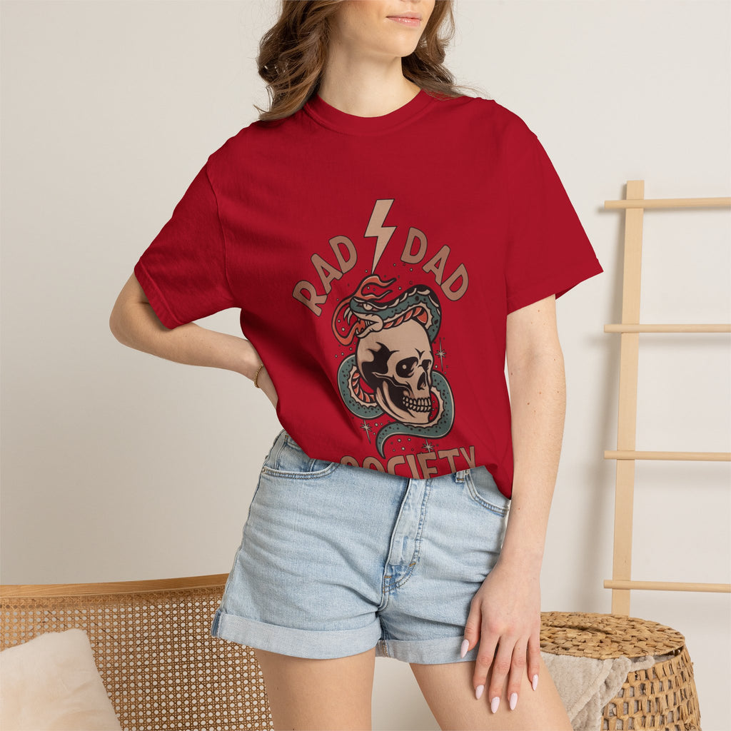 Rad Dad Society T-Shirt — Retro Skull & Snake Graphic Tee for Fathers