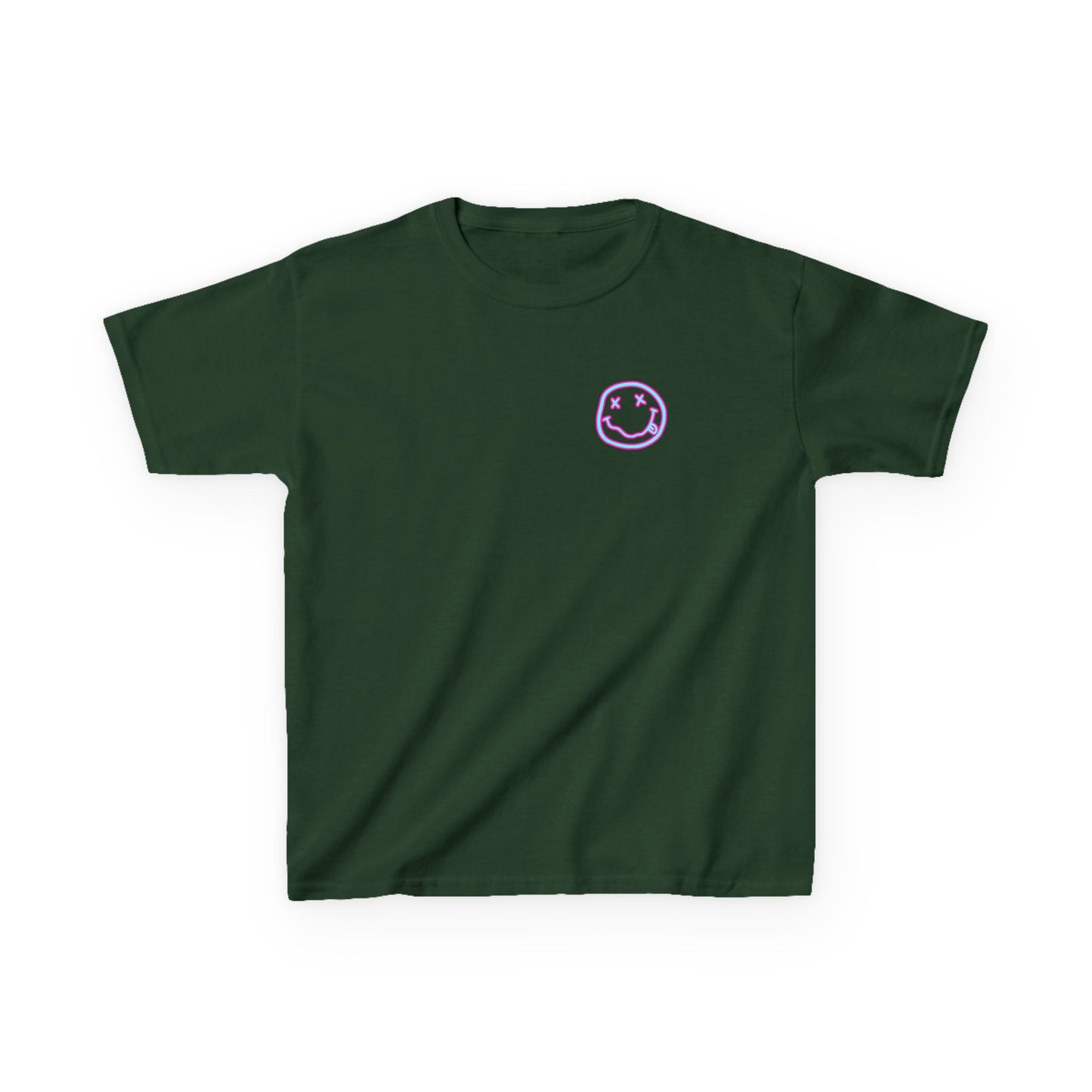 Kids Tee — Retro Pink Checker Smiley Face with Star Eyes