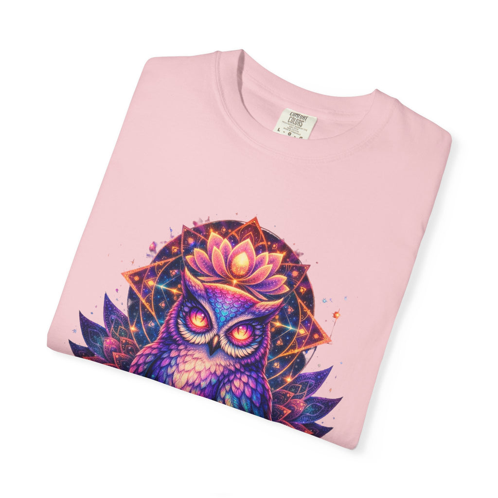 Mystic Owl Graphic T-Shirt — Colorful Boho Owl Art Tee