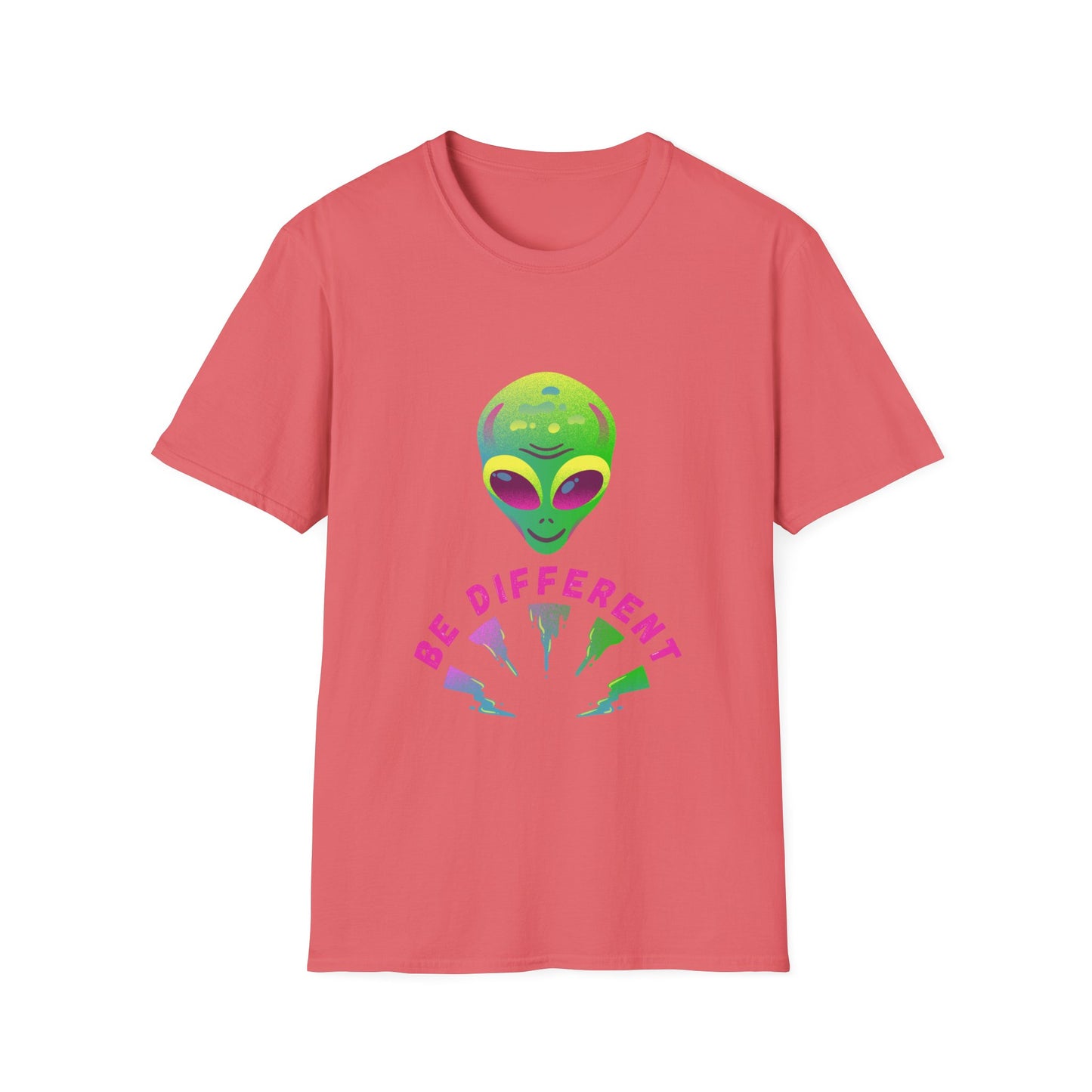 Alien "Be Different" T-Shirt — Colorful Retro UFO Graphic Tee