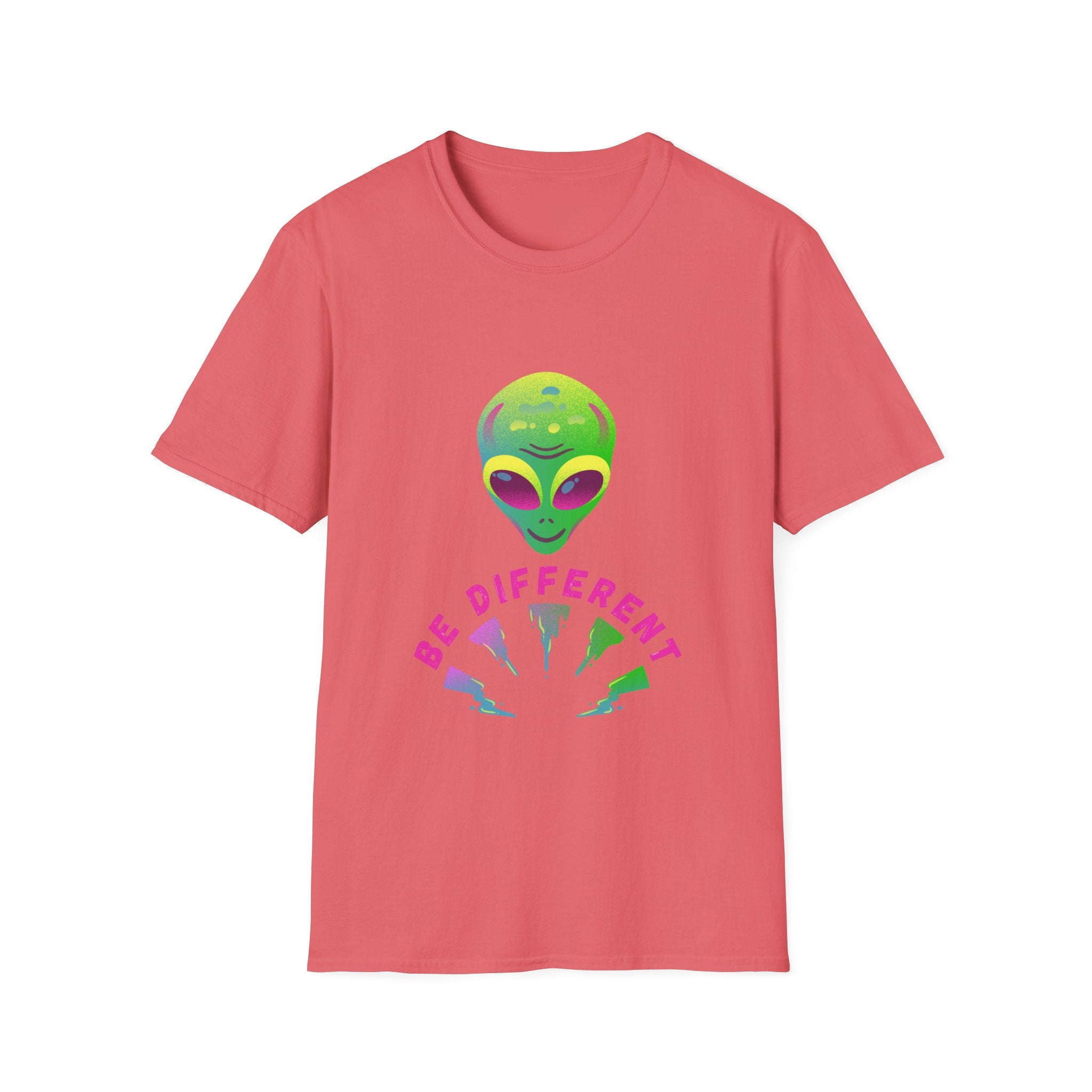 Alien "Be Different" T-Shirt — Colorful Retro UFO Graphic Tee