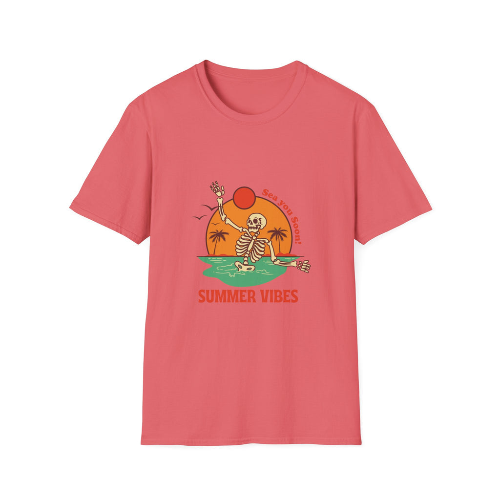 Summer Vibes Skeleton Tee — "Sea You Soon" Retro Beach T-Shirt