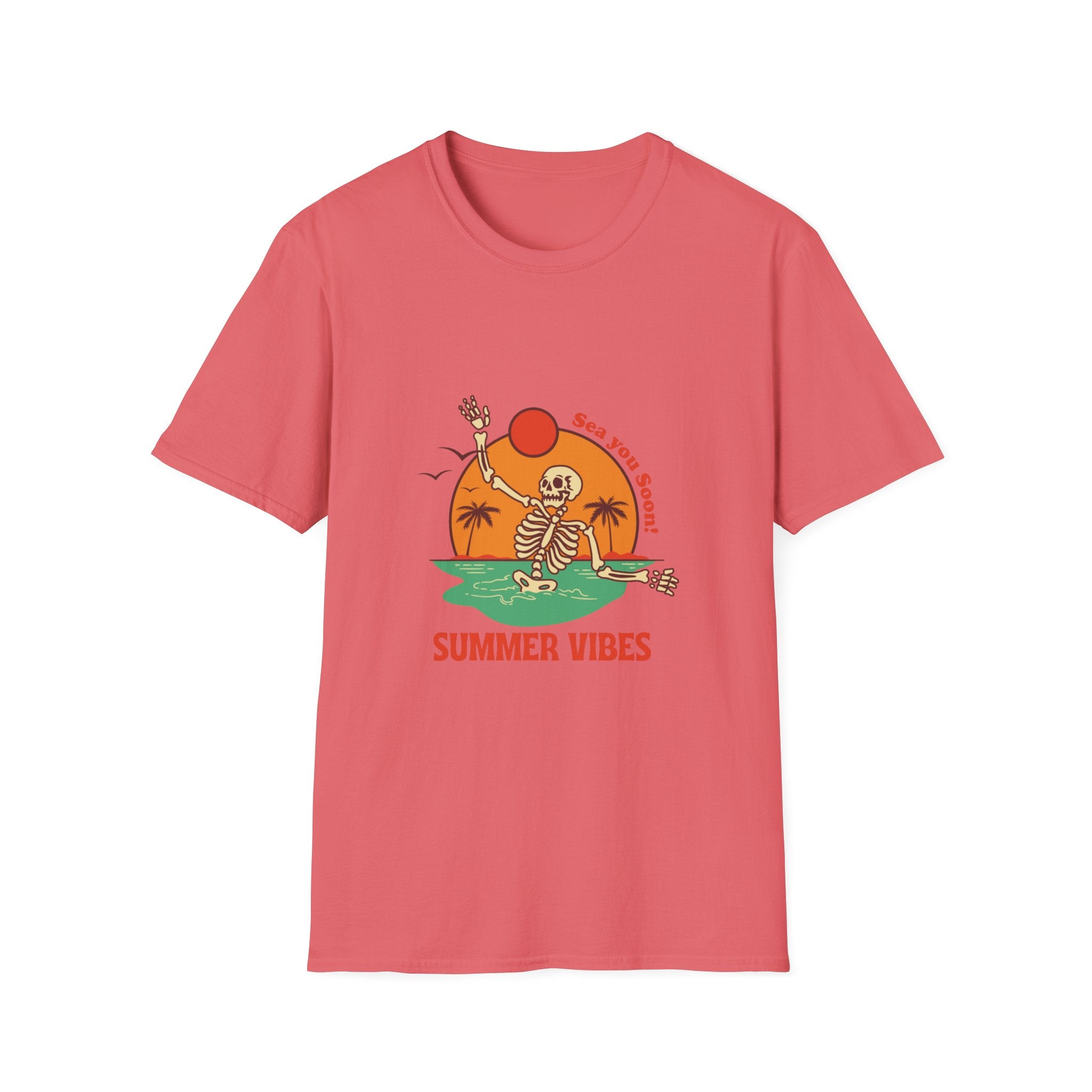 Summer Vibes Skeleton Tee — "Sea You Soon" Retro Beach T-Shirt