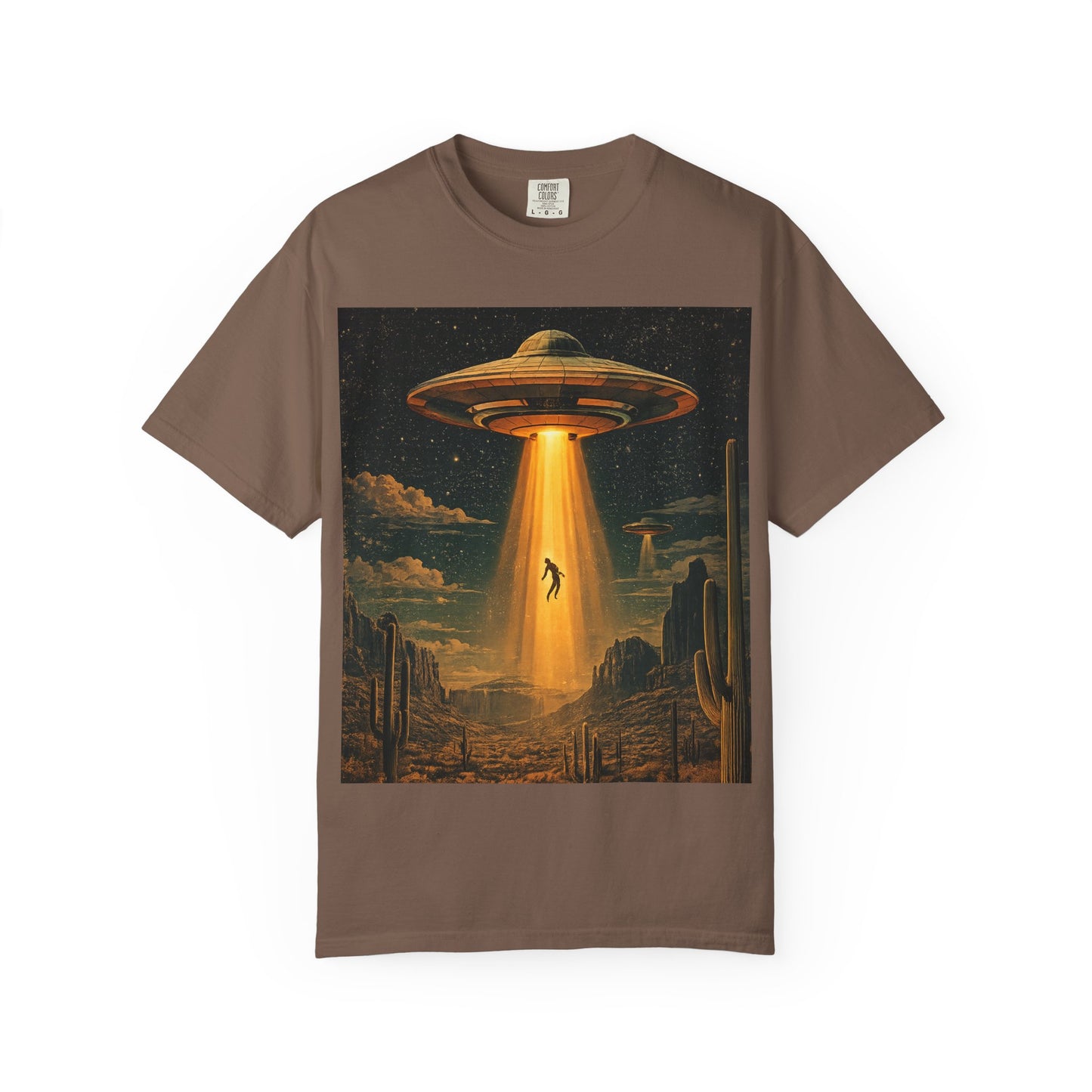 Alien Abduction Graphic T-Shirt — Vintage UFO Beam Design