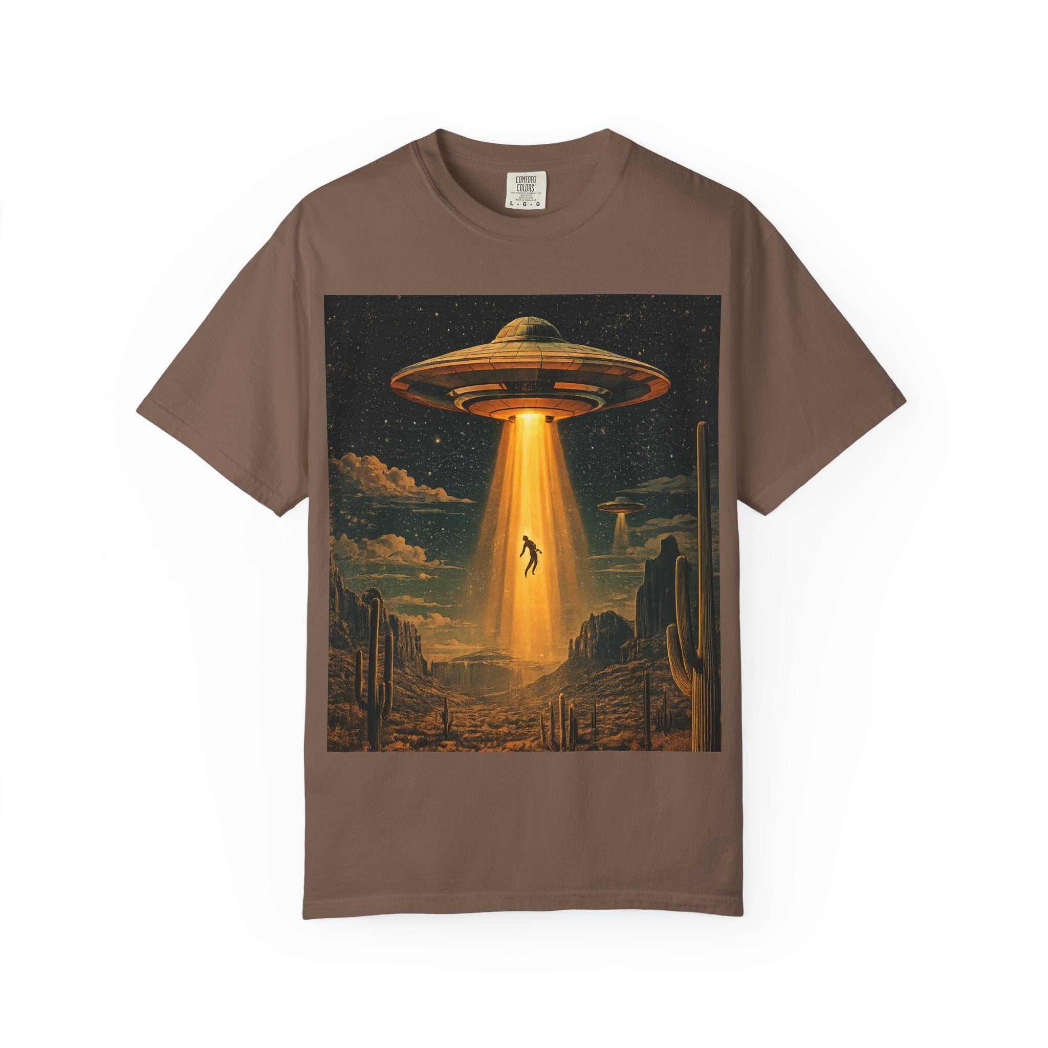 Alien Abduction Graphic T-Shirt — Vintage UFO Beam Design