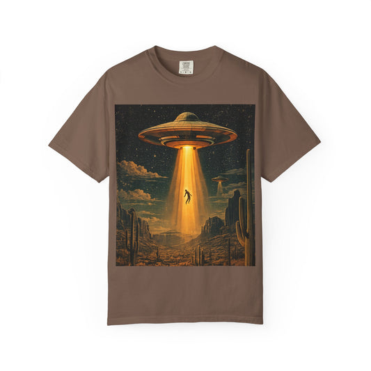 Alien Abduction Graphic T-Shirt — Vintage UFO Beam Design