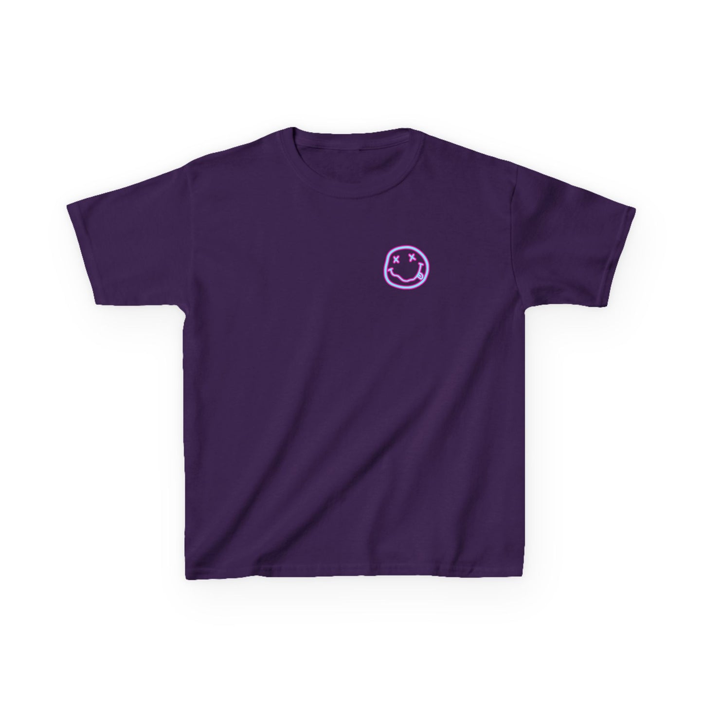 Kids Tee — Retro Pink Checker Smiley Face with Star Eyes