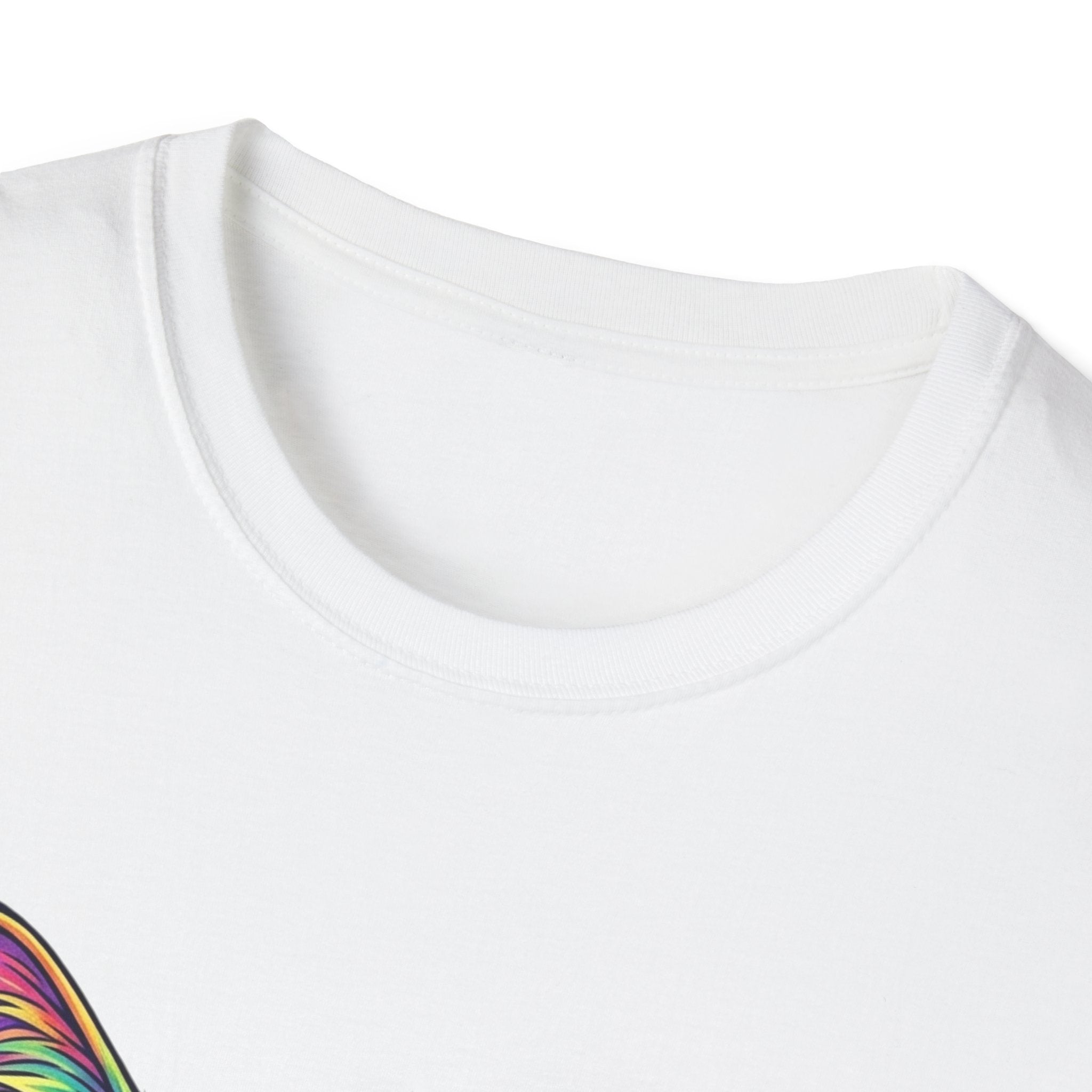 Colorful Psychedelic Cat T-Shirt — Vibrant Rainbow Cat Portrait Tee
