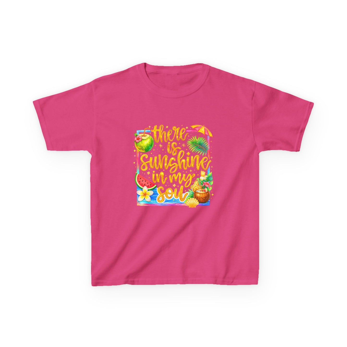 Kids T‑Shirt — "There Is Sunshine In My Soul" Tropical Sunshine Design