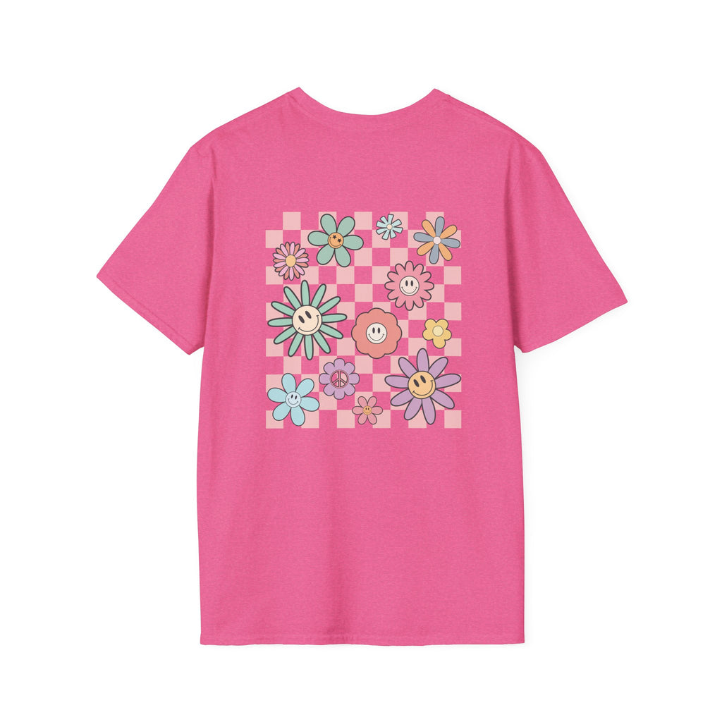 Smiley Floral Checkerboard T-Shirt