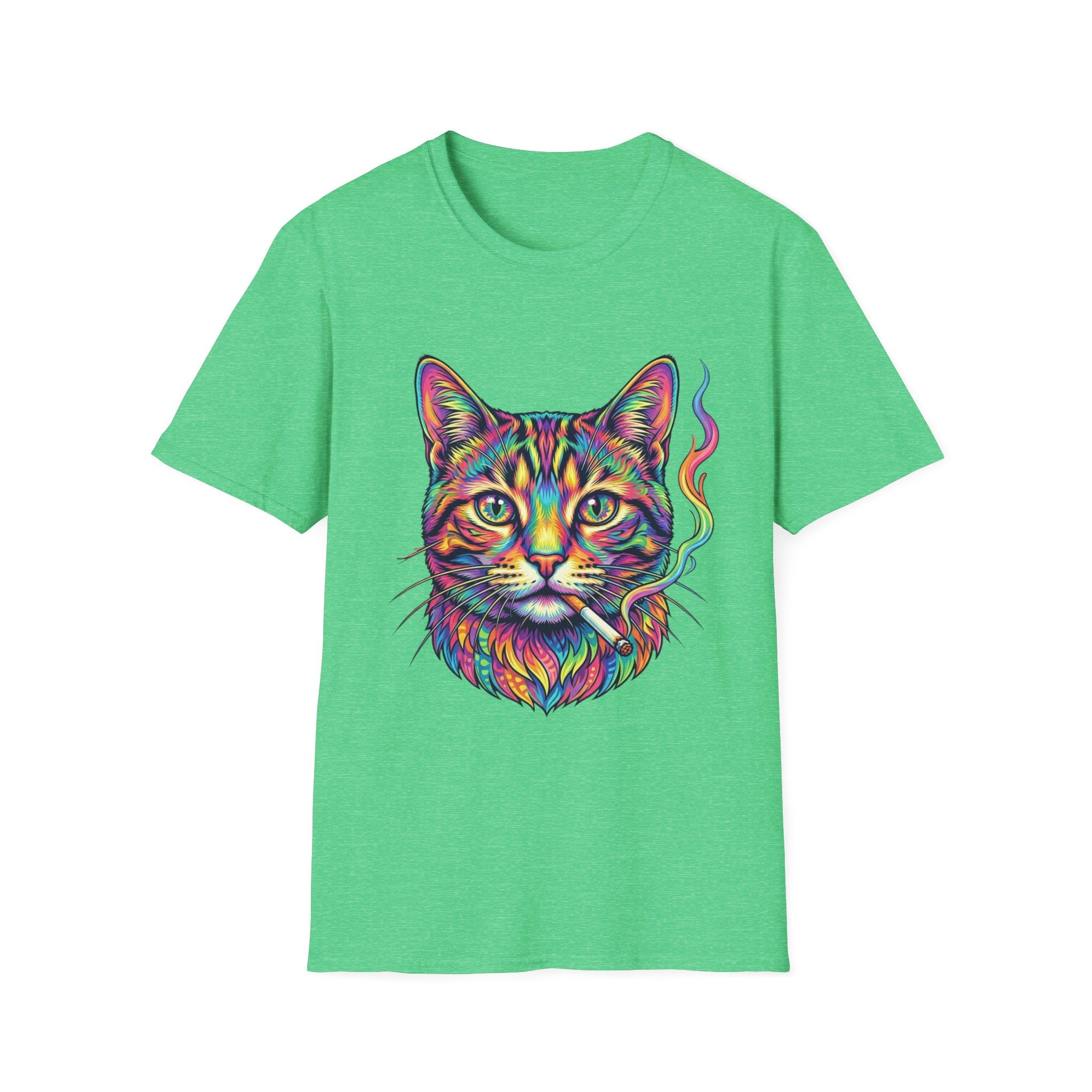 Colorful Psychedelic Cat T-Shirt — Vibrant Rainbow Cat Portrait Tee