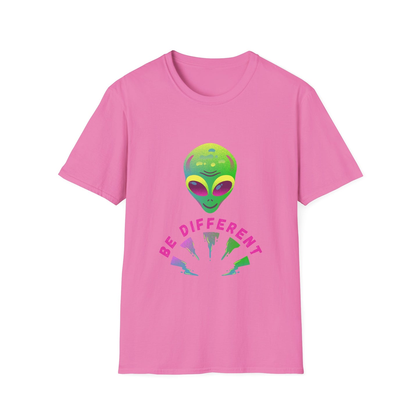 Alien "Be Different" T-Shirt — Colorful Retro UFO Graphic Tee