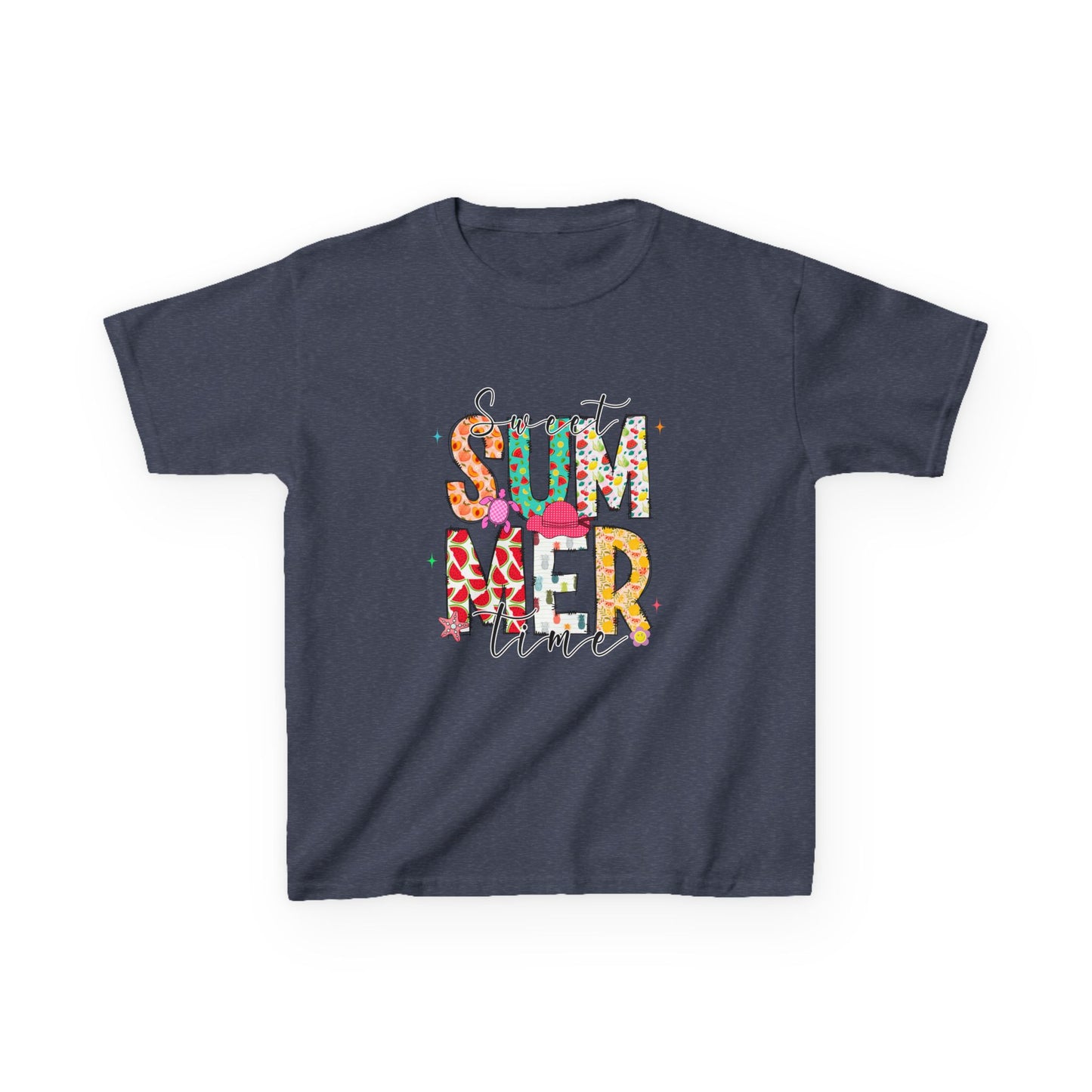 Kids Summer Vibes Tee – Colorful Floral "Summer Time" Graphic