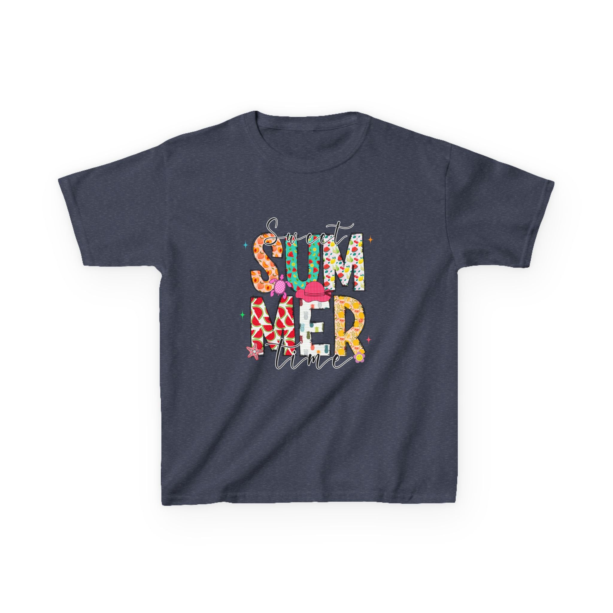 Kids Summer Vibes Tee – Colorful Floral "Summer Time" Graphic