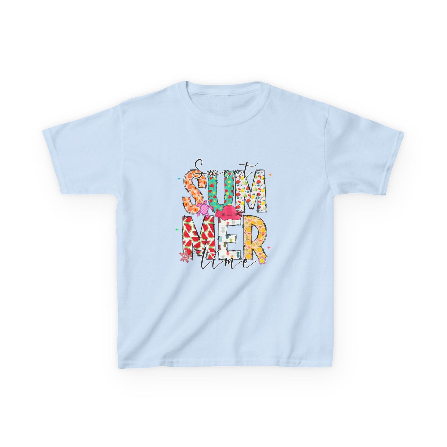 Kids Summer Vibes Tee – Colorful Floral "Summer Time" Graphic