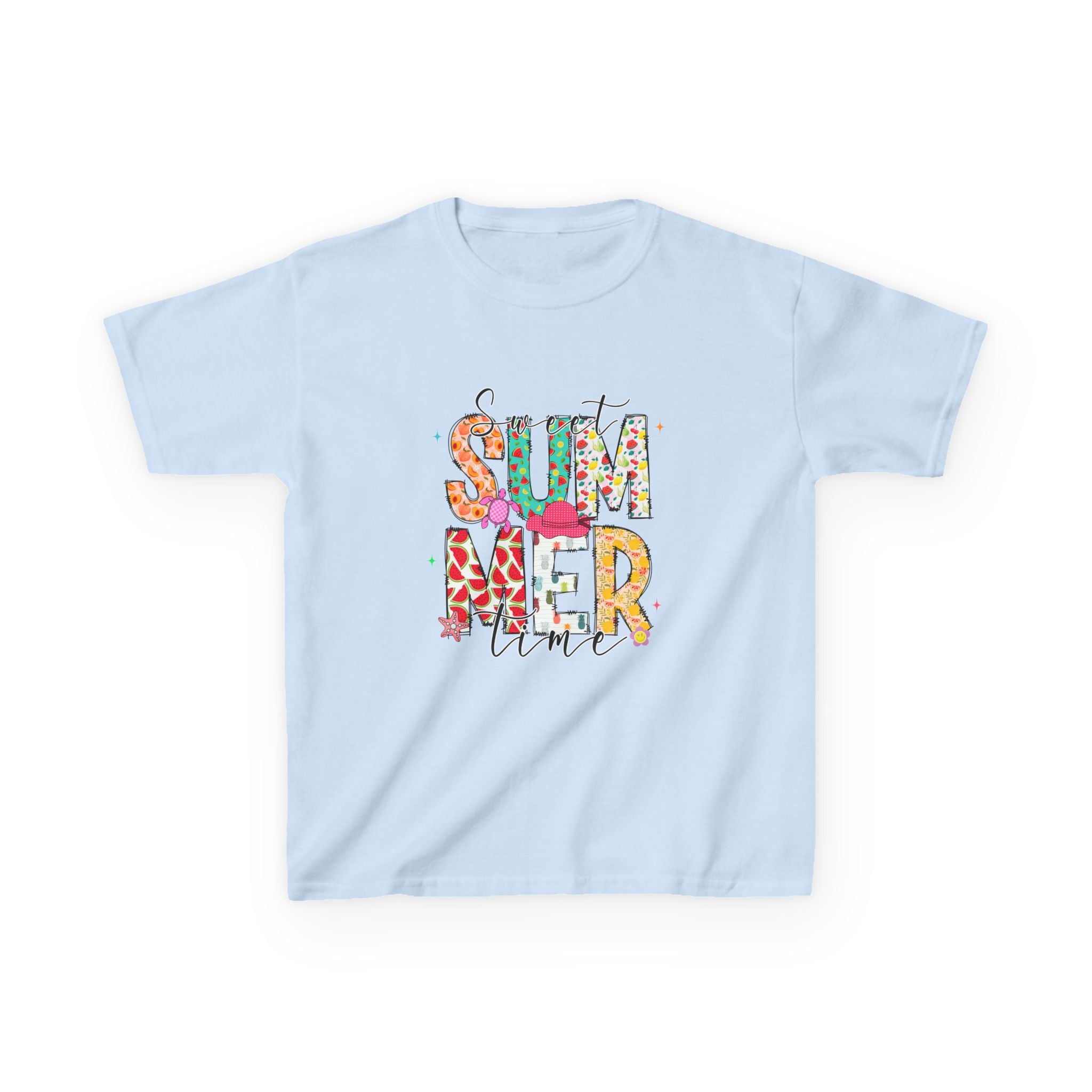 Kids Summer Vibes Tee – Colorful Floral "Summer Time" Graphic