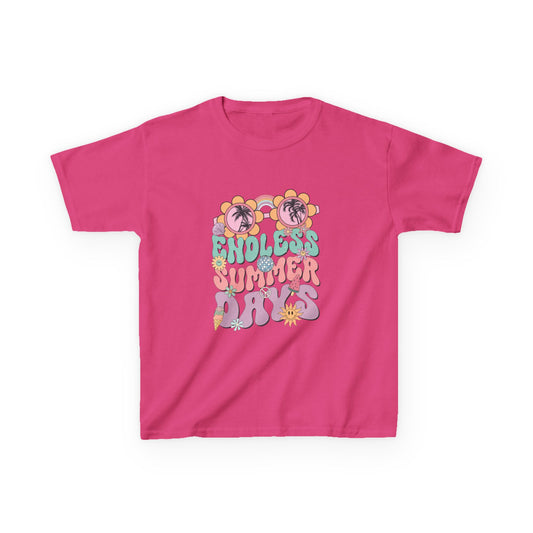 Kids Summer Tee — "Endless Summer Days" Retro Floral Sunglasses Shirt