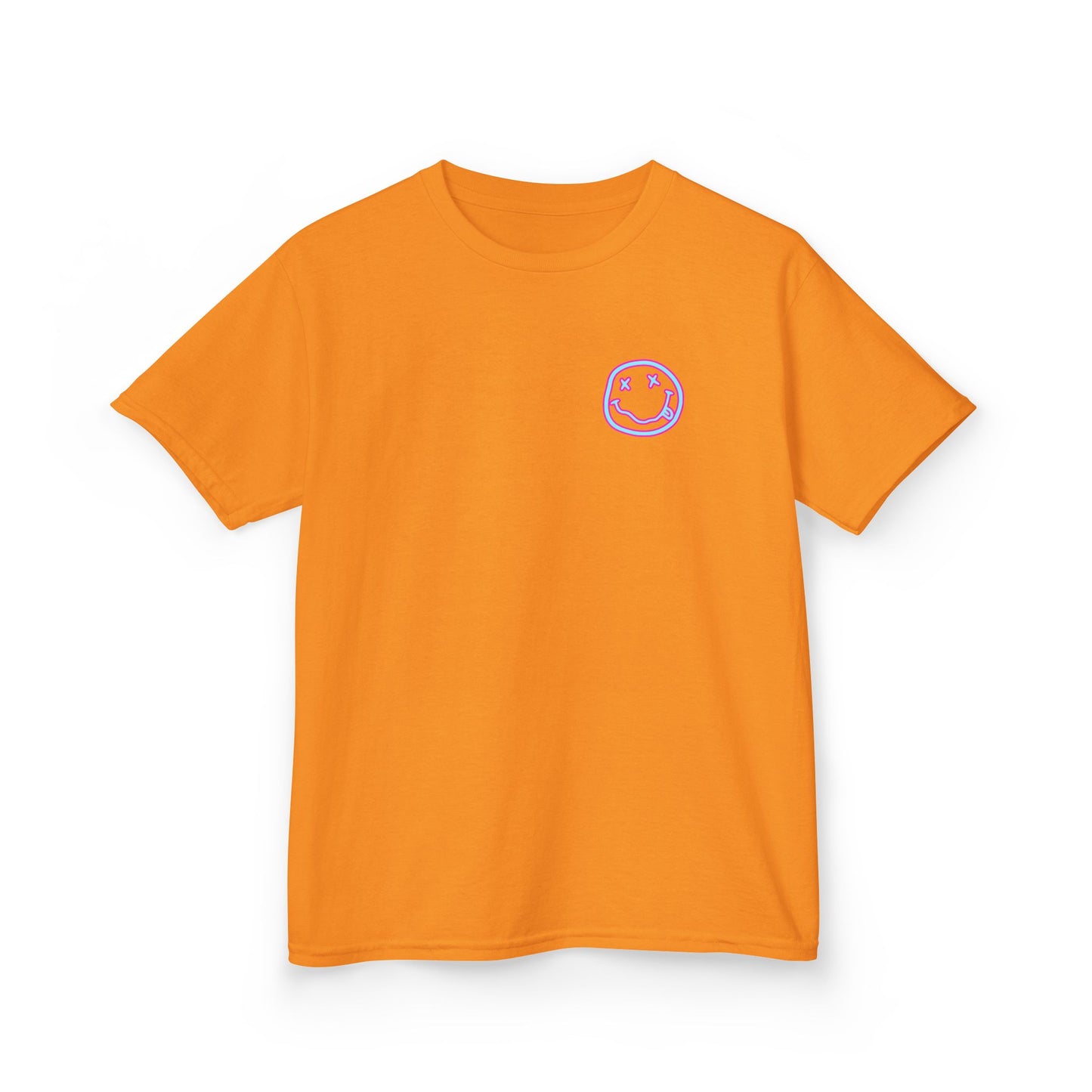 Kids Tee — Retro Pink Checker Smiley Face with Star Eyes