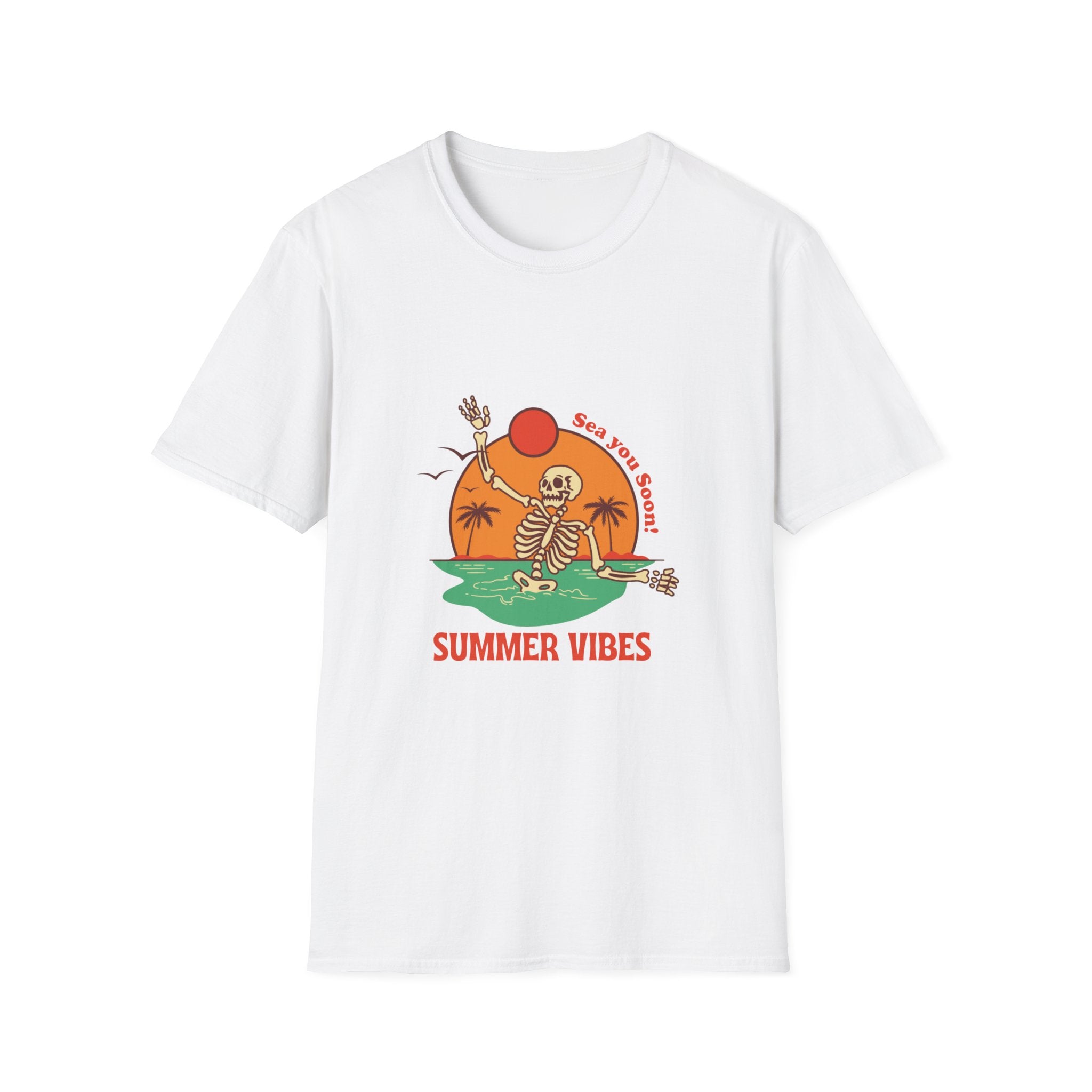 Summer Vibes Skeleton Tee — "Sea You Soon" Retro Beach T-Shirt