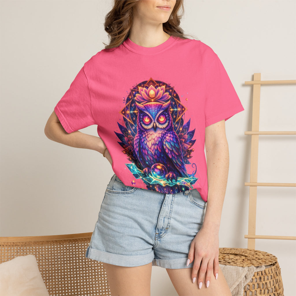 Mystic Owl Graphic T-Shirt — Colorful Boho Owl Art Tee