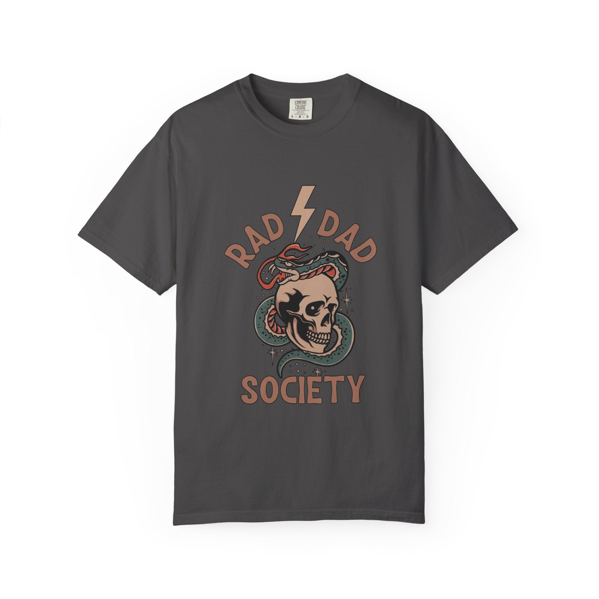 Rad Dad Society T-Shirt — Retro Skull & Snake Graphic Tee for Fathers
