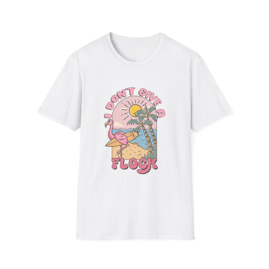 I Don't Give A Flock T-Shirt — Retro Flamingo Sunset Graphic Tee