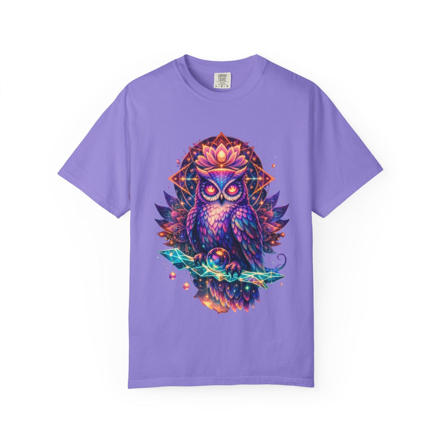 Mystic Owl Graphic T-Shirt — Colorful Boho Owl Art Tee