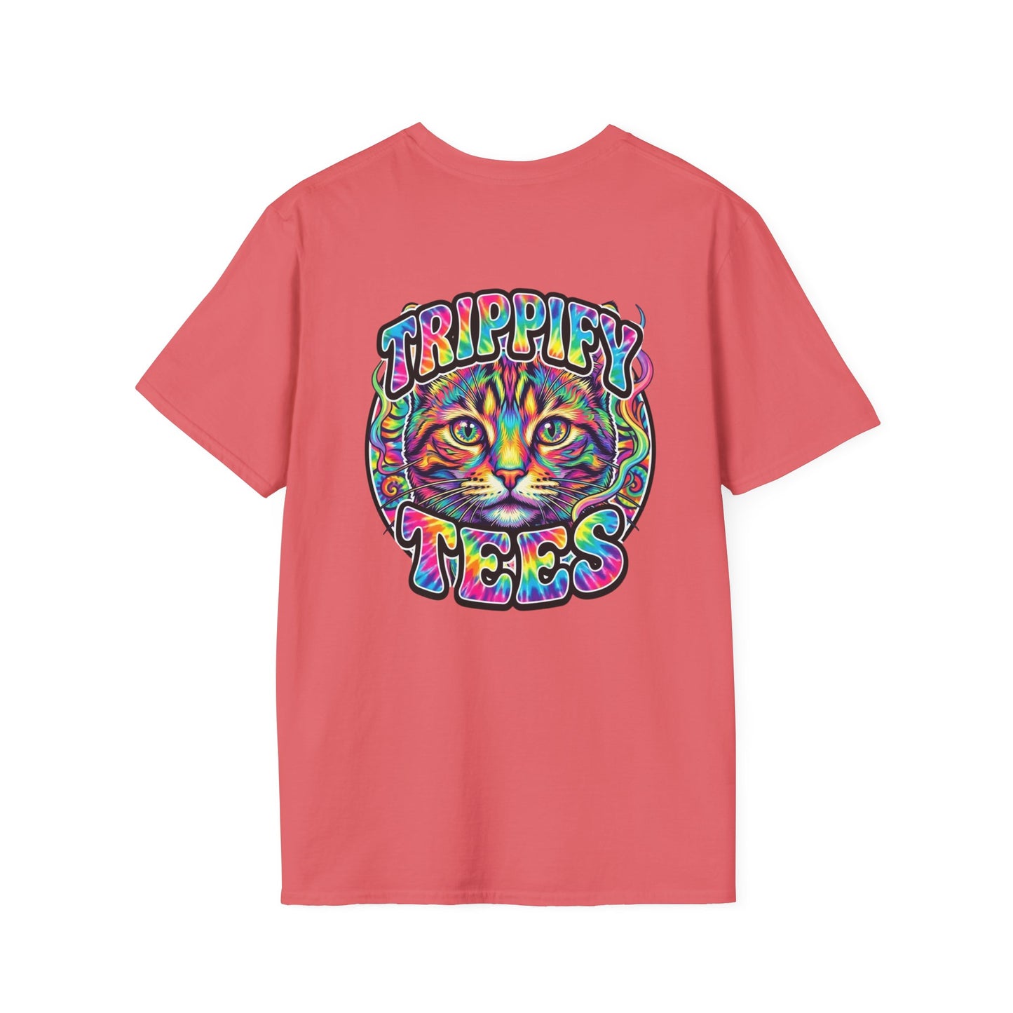 Tie Dye Cat Graphic T-Shirt — Colorful Mini Logo Tee