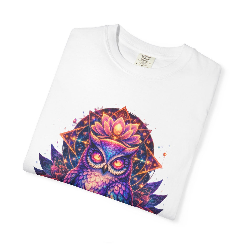 Mystic Owl Graphic T-Shirt — Colorful Boho Owl Art Tee