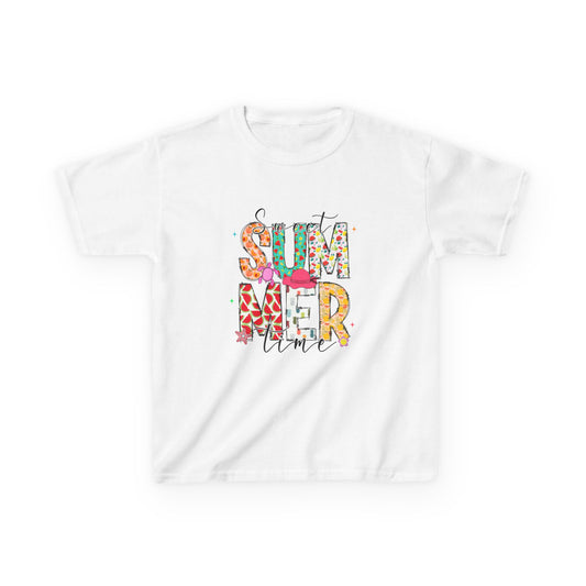 Kids Summer Vibes Tee – Colorful Floral "Summer Time" Graphic