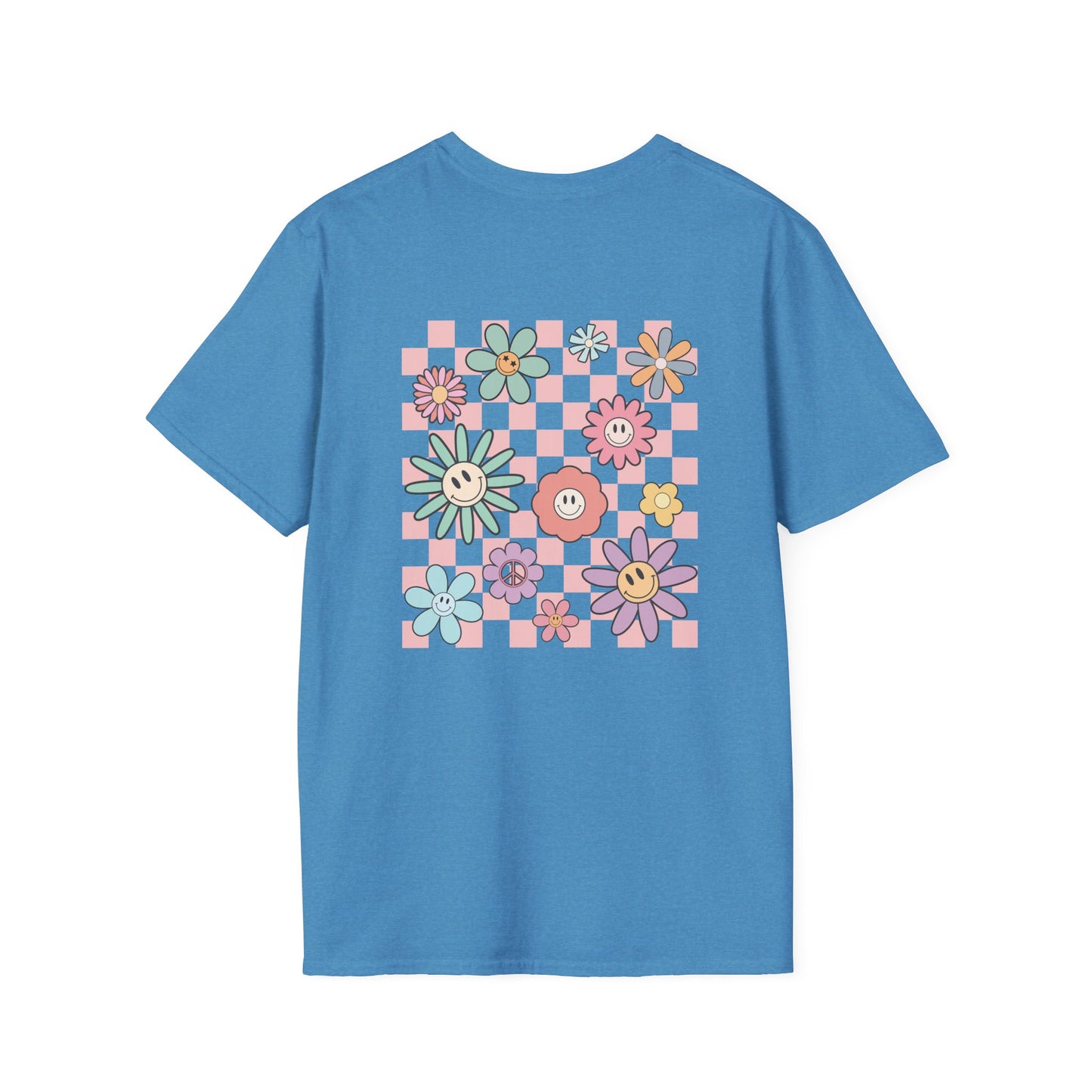 Smiley Floral Checkerboard T-Shirt