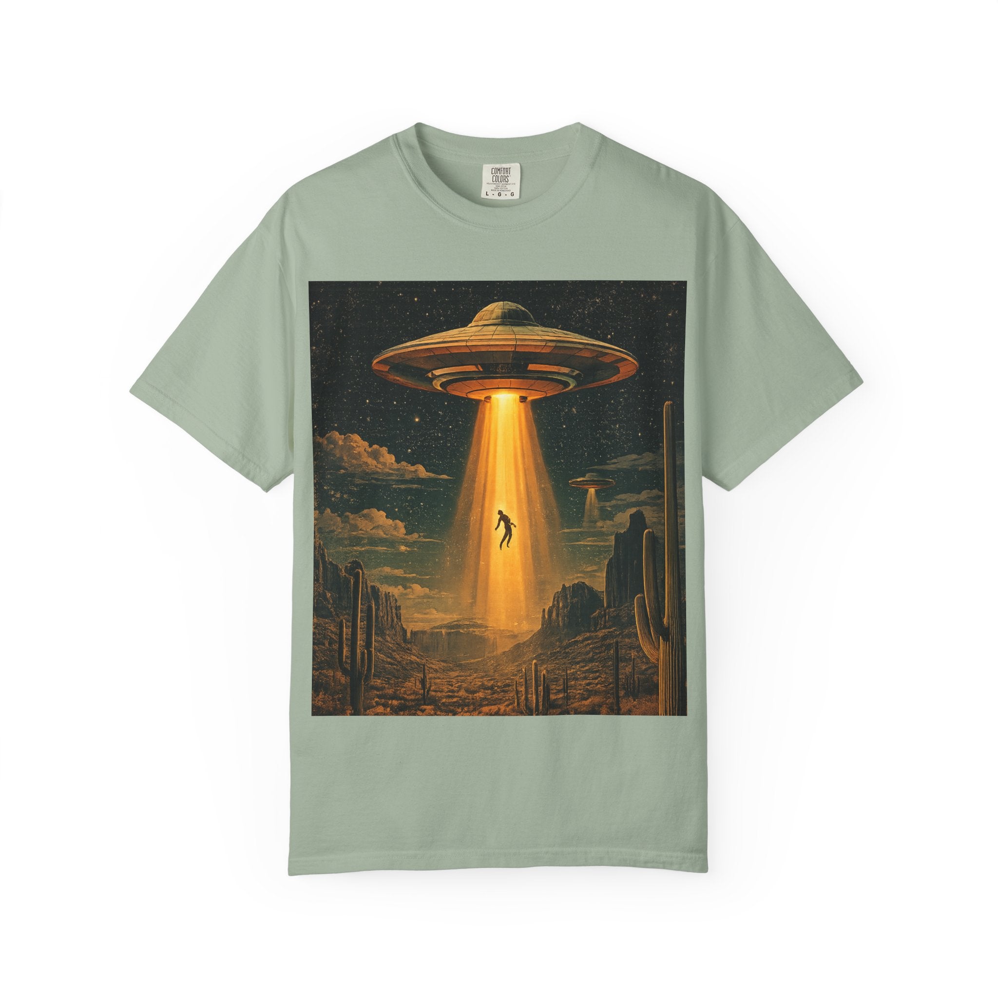Alien Abduction Graphic T-Shirt — Vintage UFO Beam Design