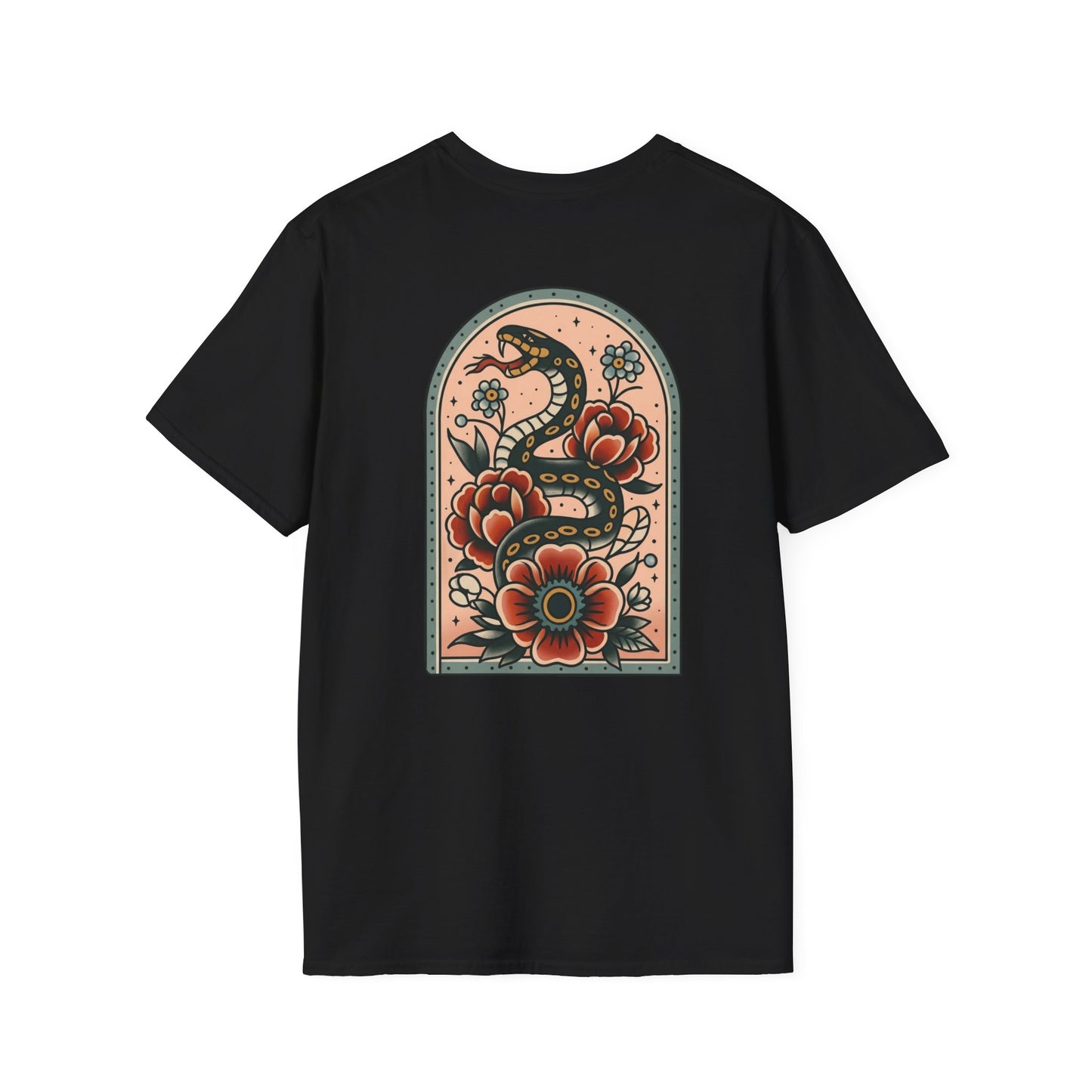 Vintage Snake & Floral Tattoo T-Shirt