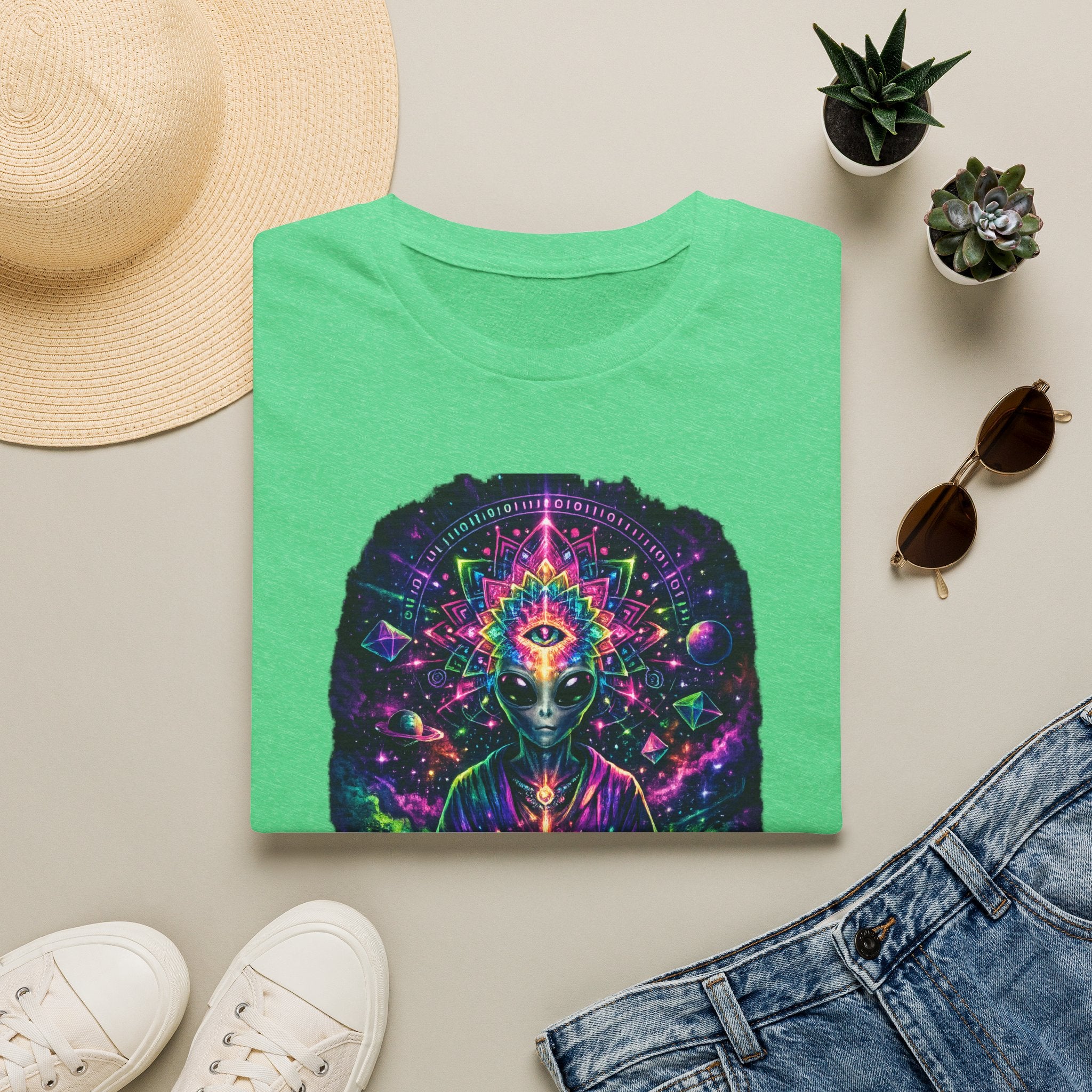 Psychedelic Third Eye Alien T-Shirt — Cosmic Meditation Graphic Tee