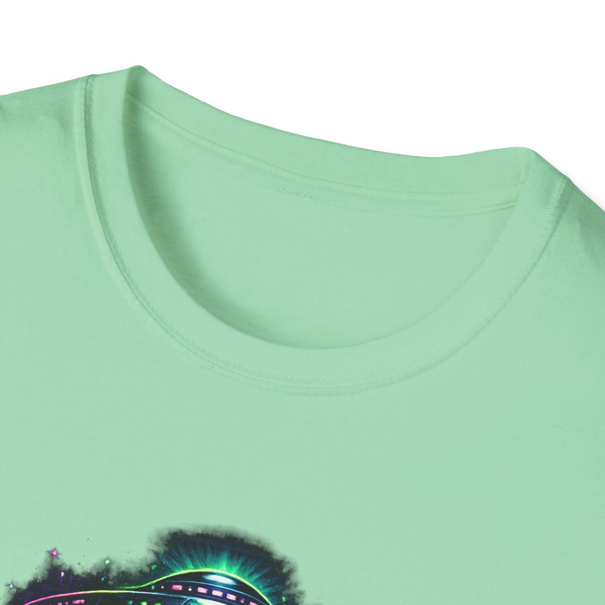 Alien Abduction Graphic Tee — Neon UFO & Alien Illustration T-Shirt