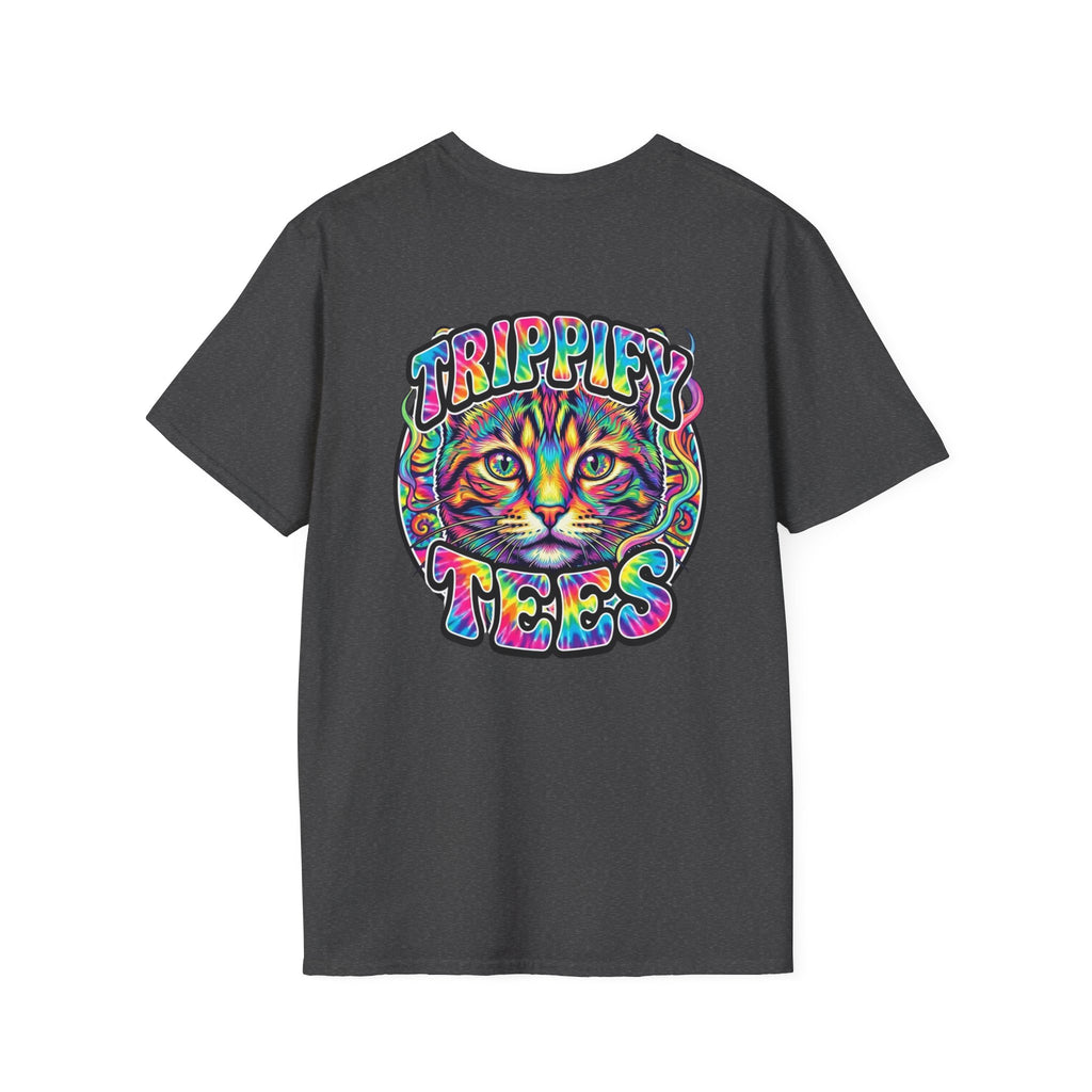Tie Dye Cat Graphic T-Shirt — Colorful Mini Logo Tee