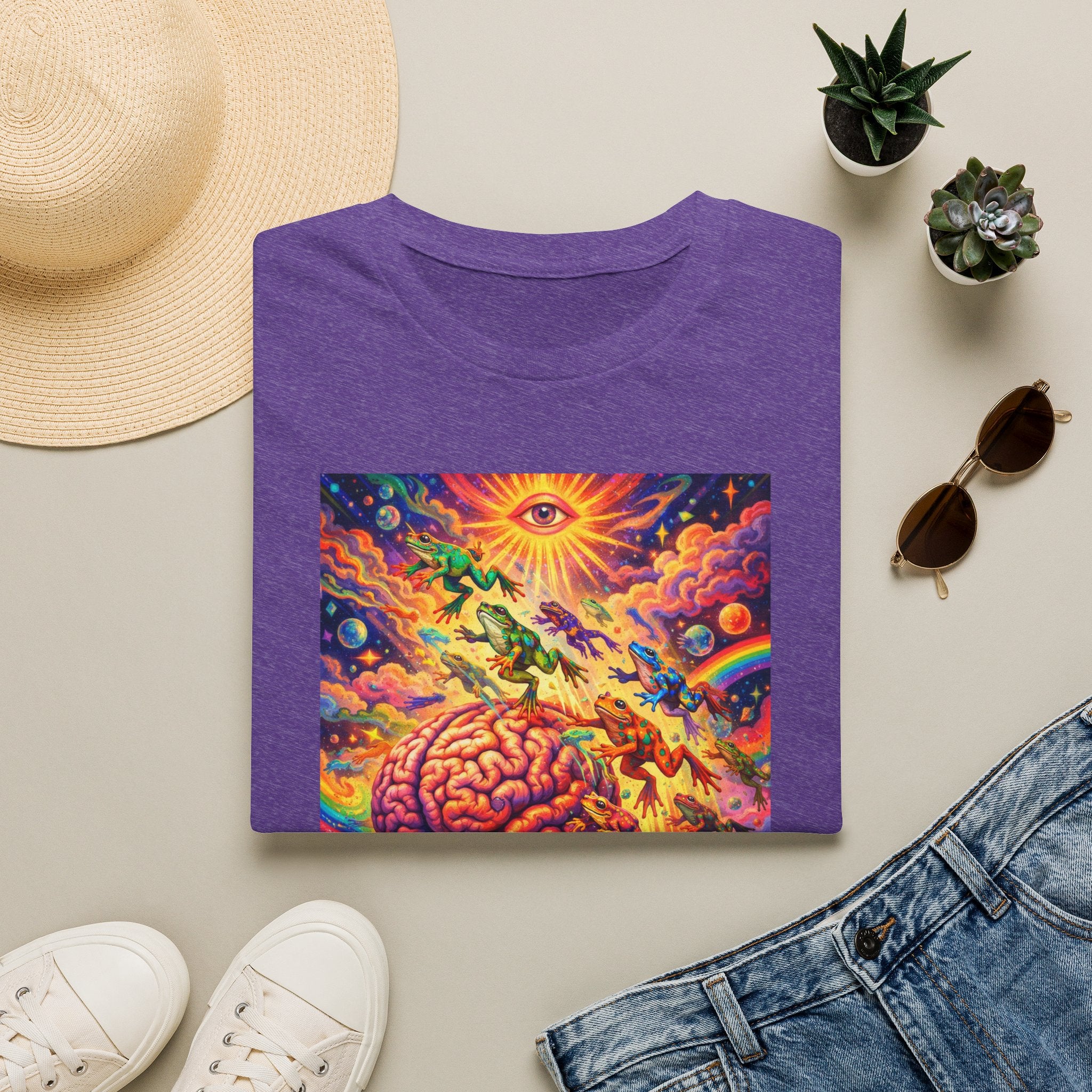 Psychedelic Brain Frog T-Shirt — Trippy Rainbow Mindscape Art