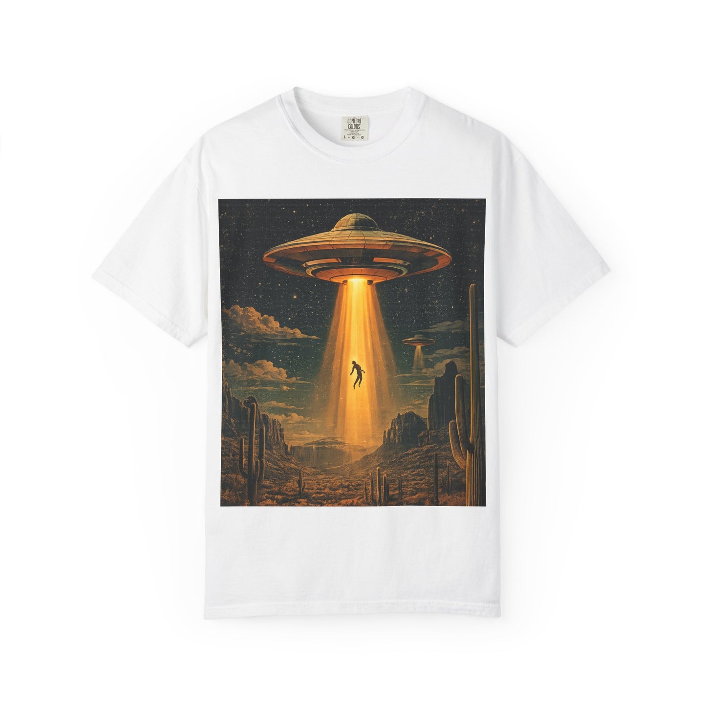 Alien Abduction Graphic T-Shirt — Vintage UFO Beam Design