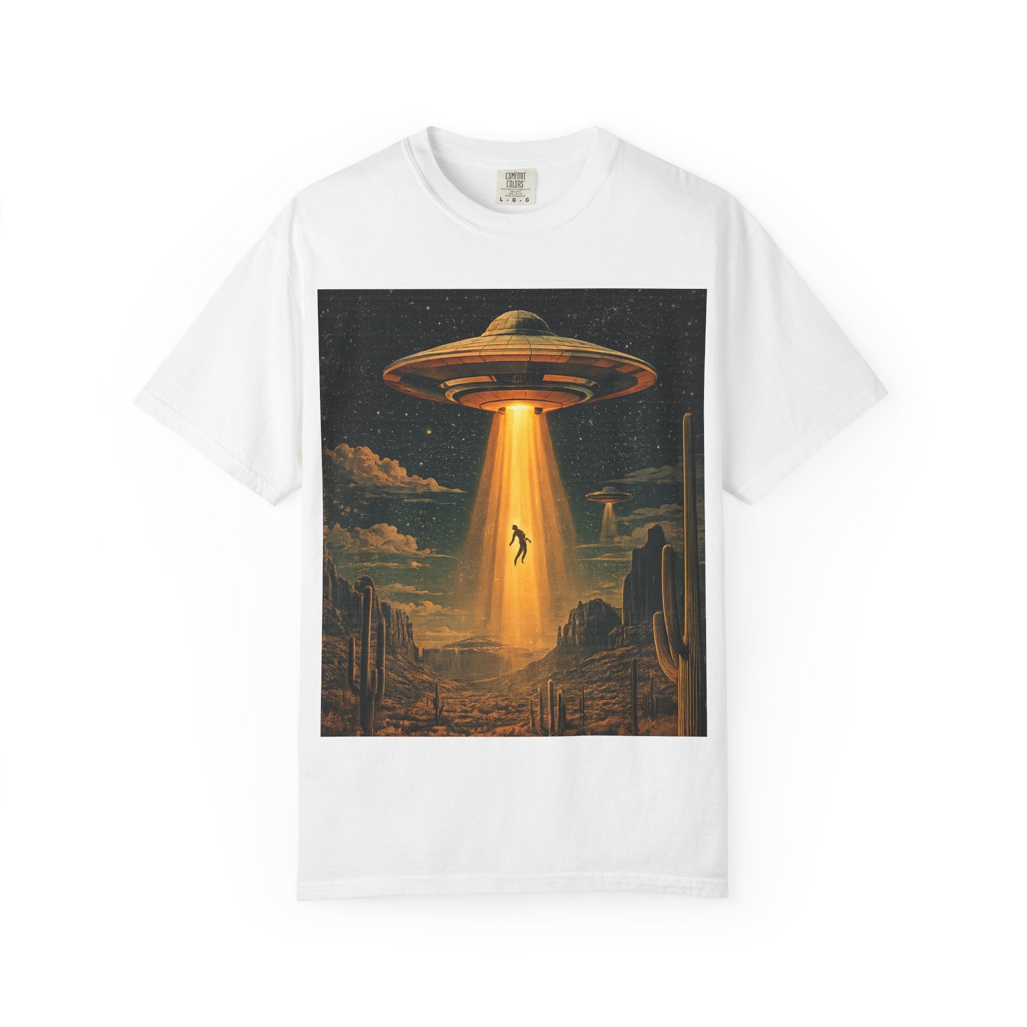 Alien Abduction Graphic T-Shirt — Vintage UFO Beam Design