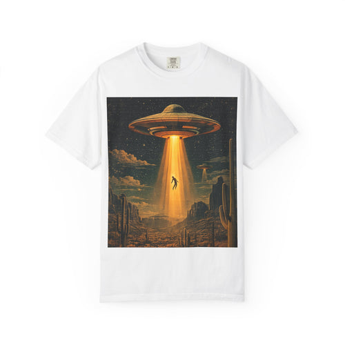 Alien Abduction Graphic T-Shirt — Vintage UFO Beam Design